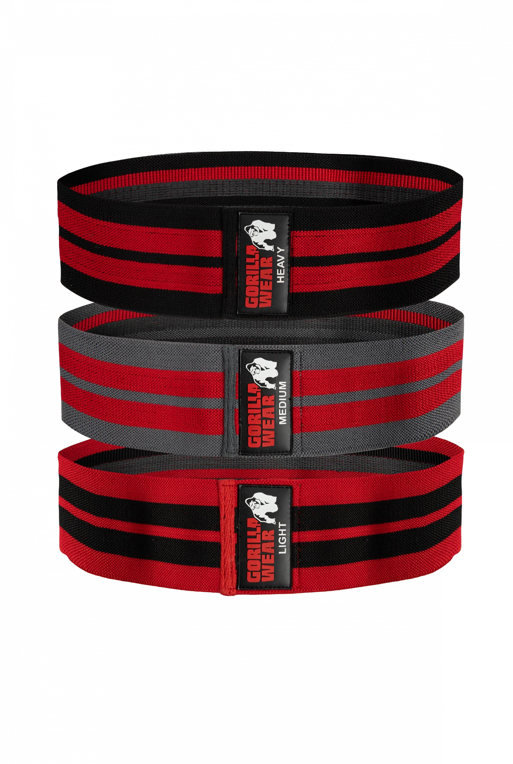 Glute Bands 3-Pack - Black/Red/Gray - Gorilla Wear original