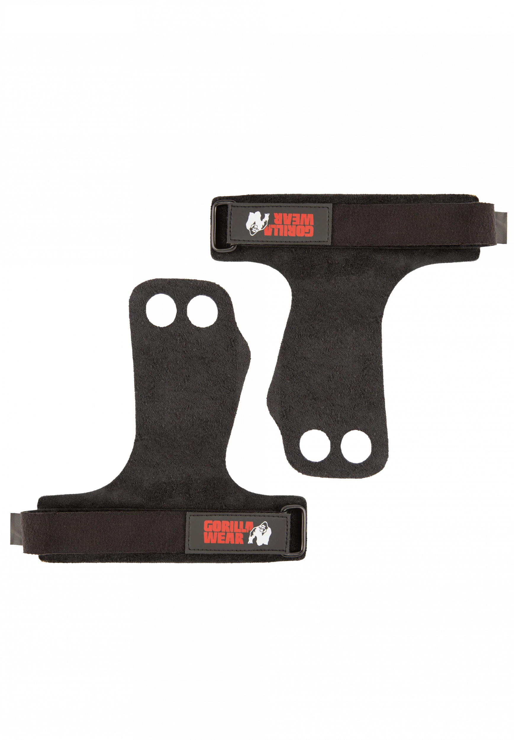 2-Hole Leather Lifting Grips - Black – photo Gorilla Wear authentique