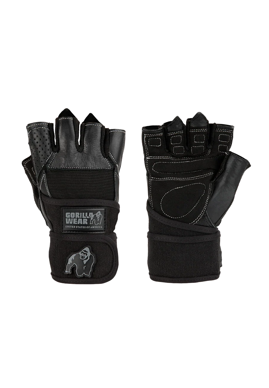 Dallas Wrist Wraps Gloves - Black, photographie Gorilla Wear 1