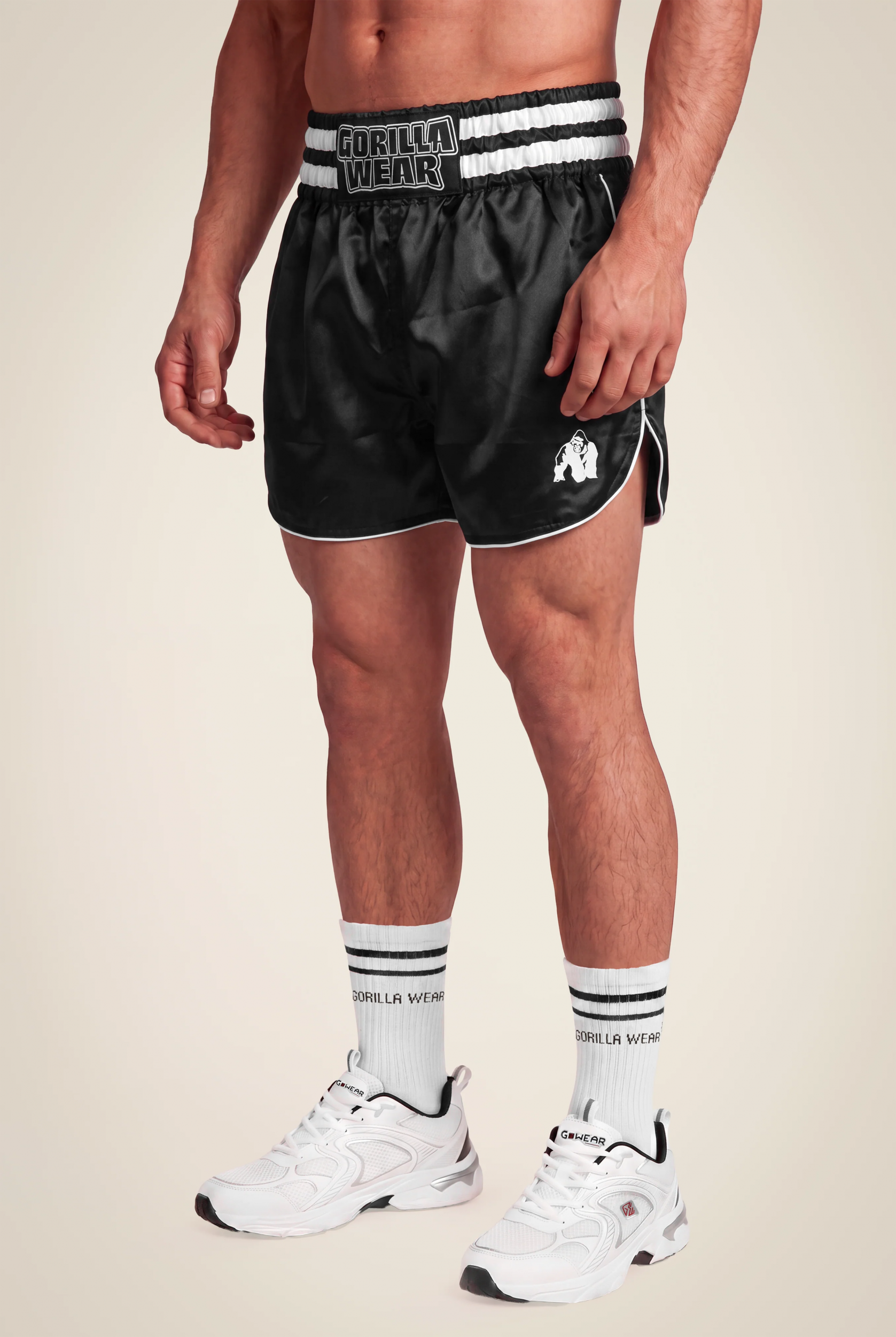 Tacoma Fighting Shorts - Black/White – photo officielle Gorilla Wear 1