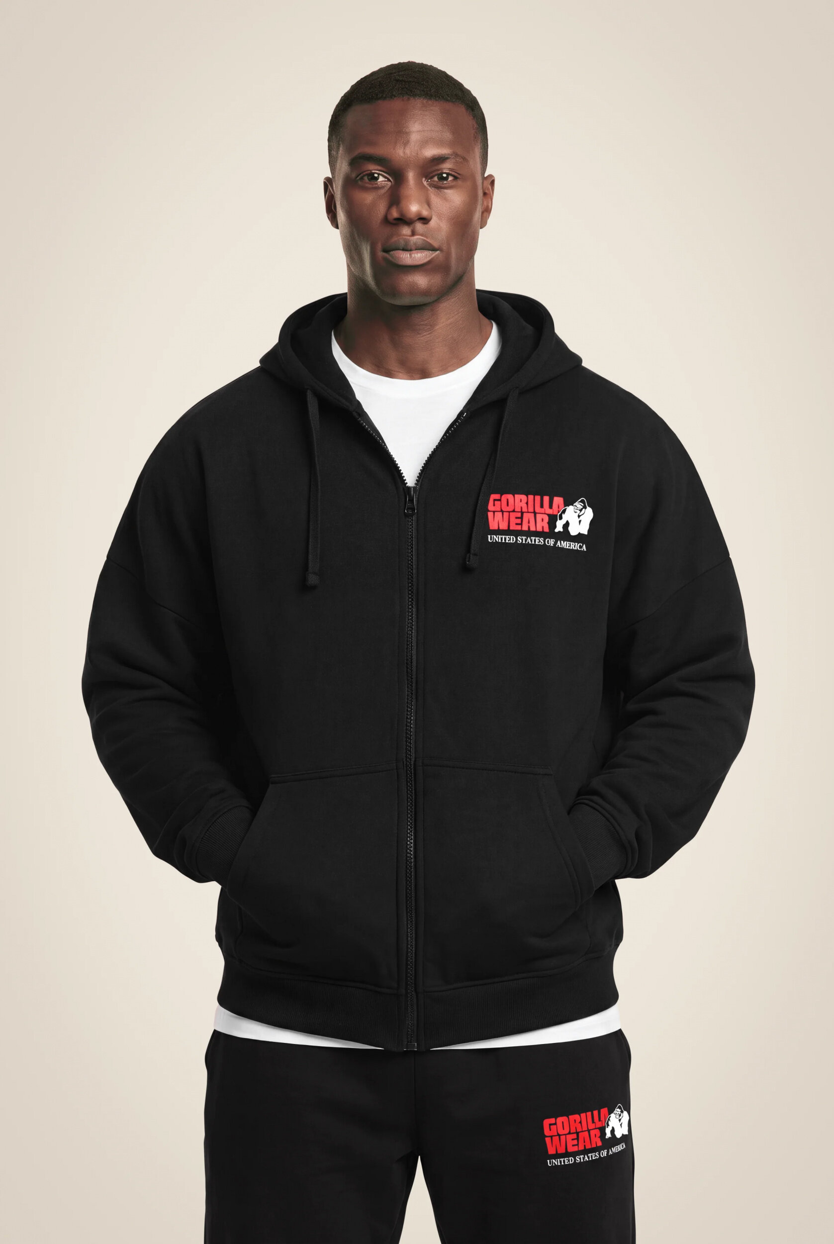 Sweat zippé Classic Oversized Gorilla Wear homme - Noir, photo 1