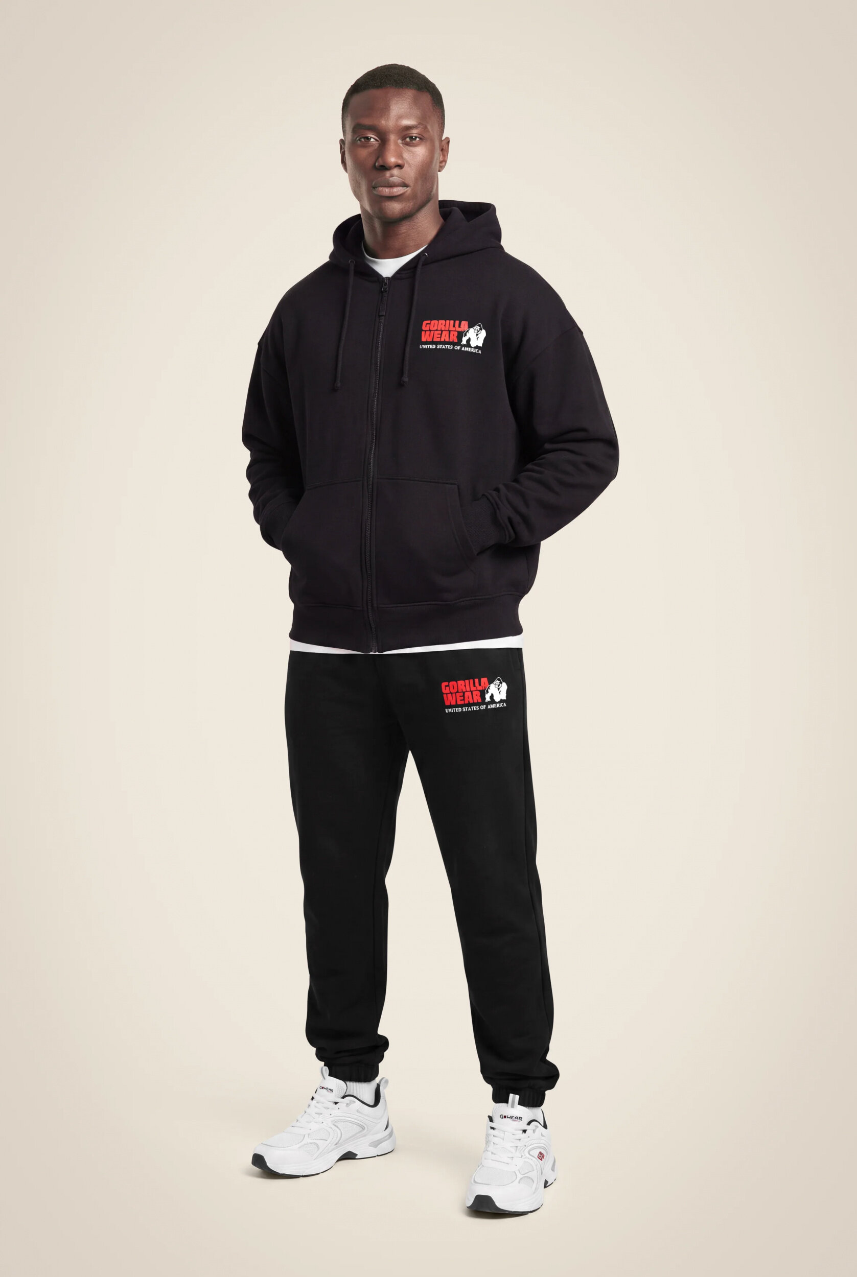 Sweat zippé Classic Oversized Gorilla Wear homme - Noir, photo 3