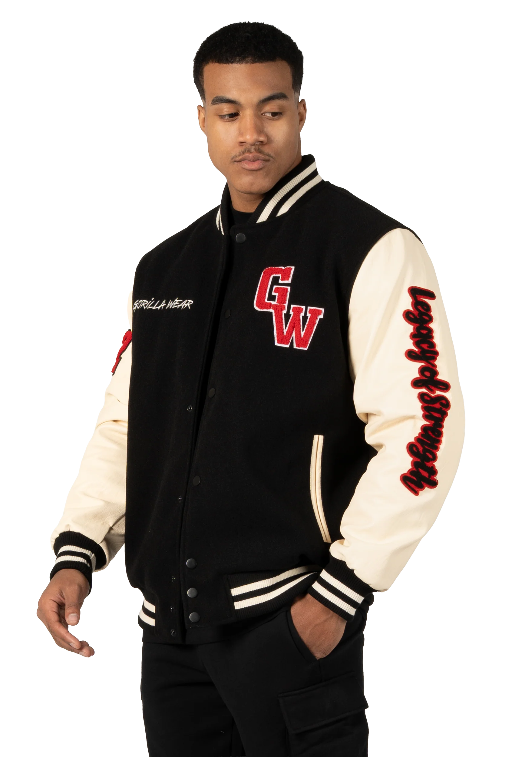 Veste varsity Saint Louis Gorilla Wear homme - Noir, vue officielle 1