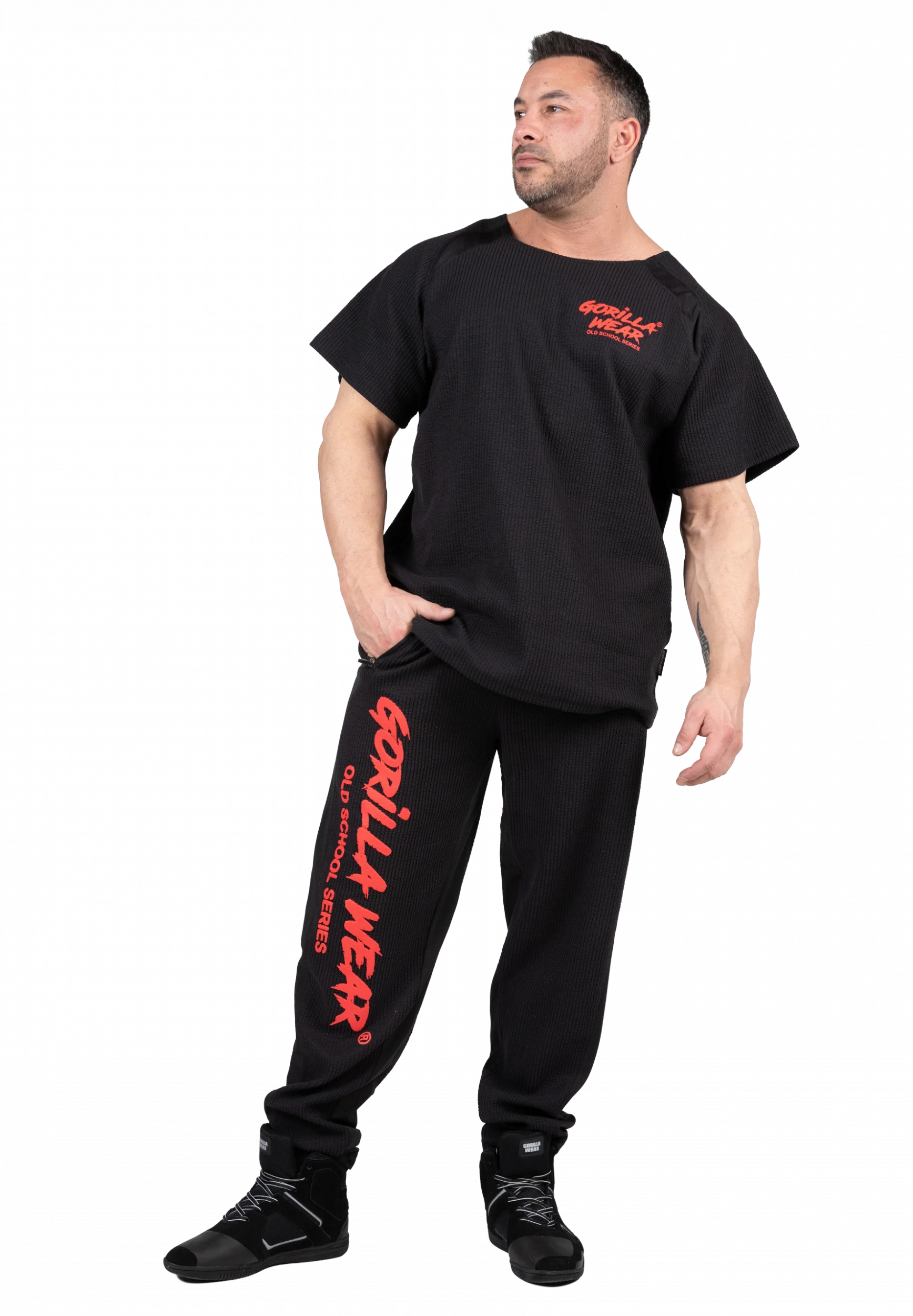 Haut Old School Augustine Gorilla Wear homme - Noir/Rouge, vue 3