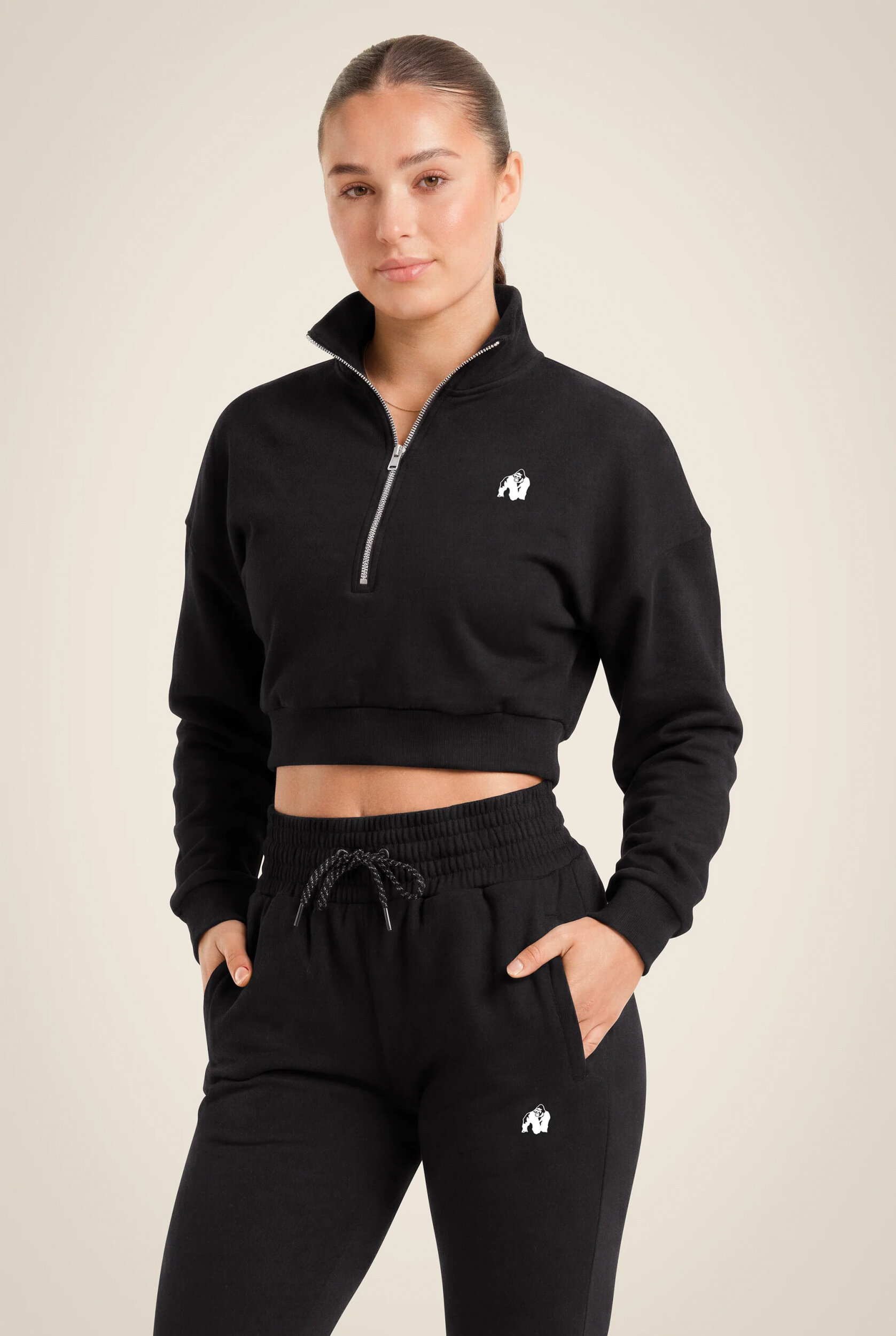 Sweat court demi-zip Ocala Gorilla Wear femme - Noir, vue 1
