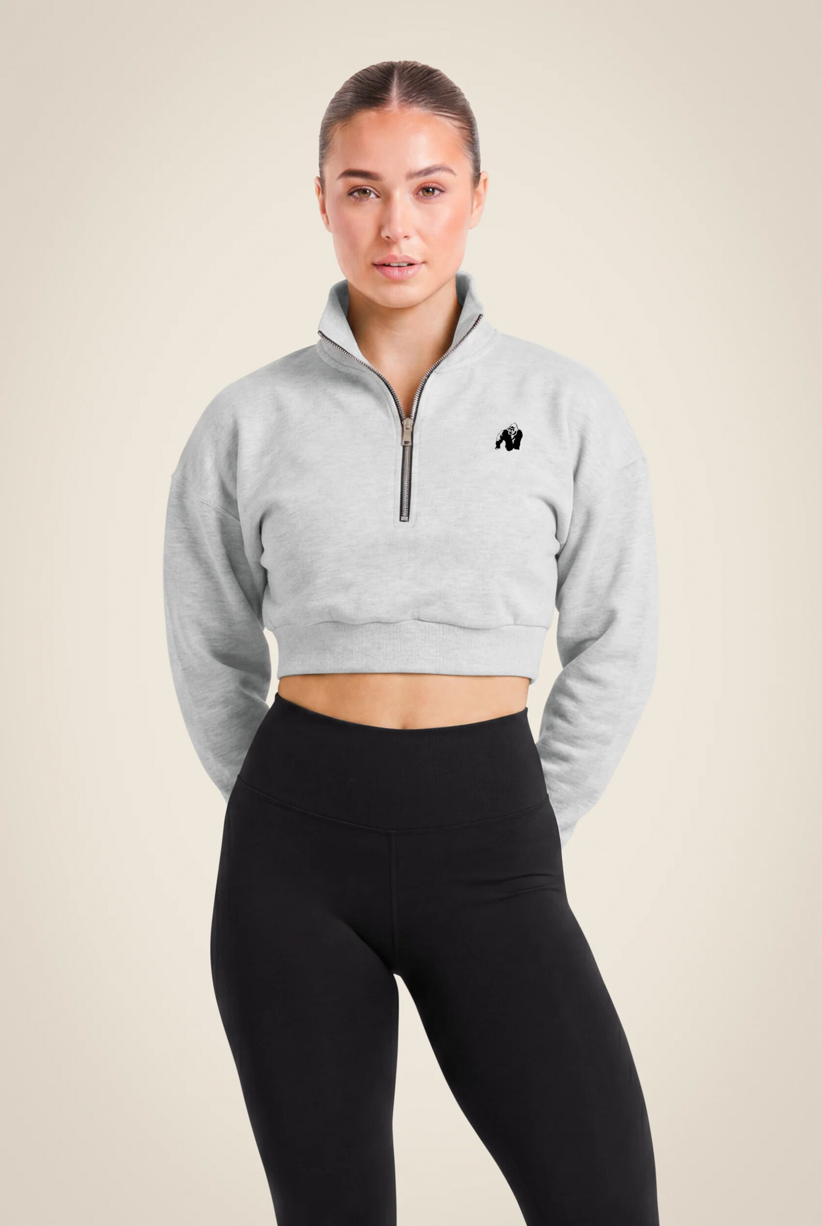 Sweat court demi-zip Ocala Gorilla Wear femme - Gris, vue 1