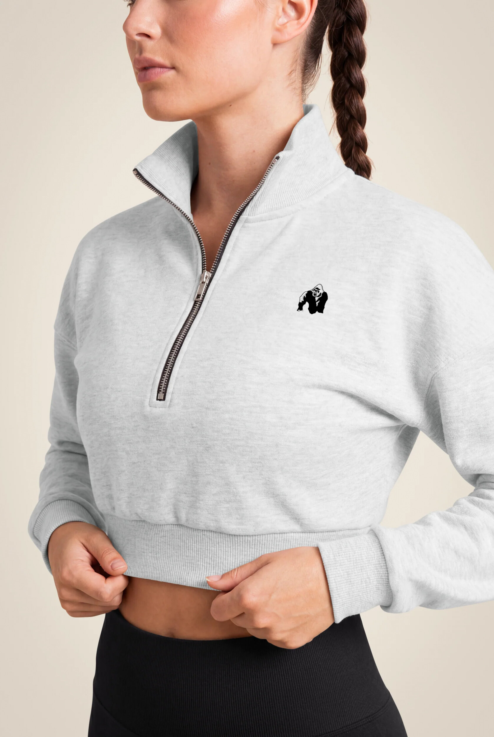 Sweat court demi-zip Ocala Gorilla Wear femme - Gris, vue 4