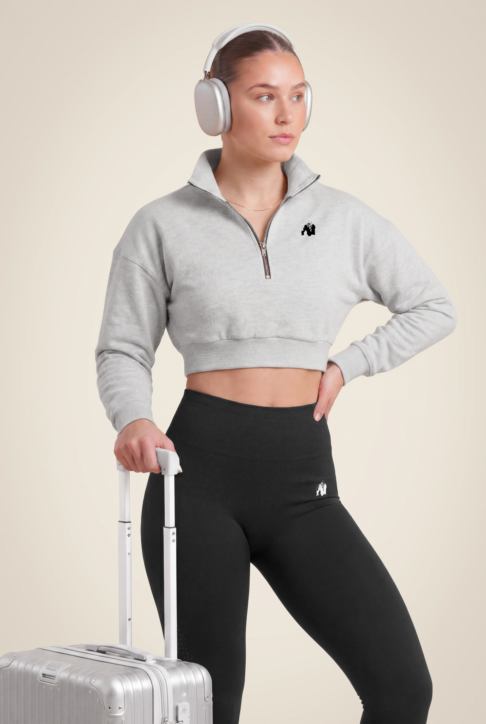 Sweat court demi-zip Ocala Gorilla Wear femme - Gris, vue 5