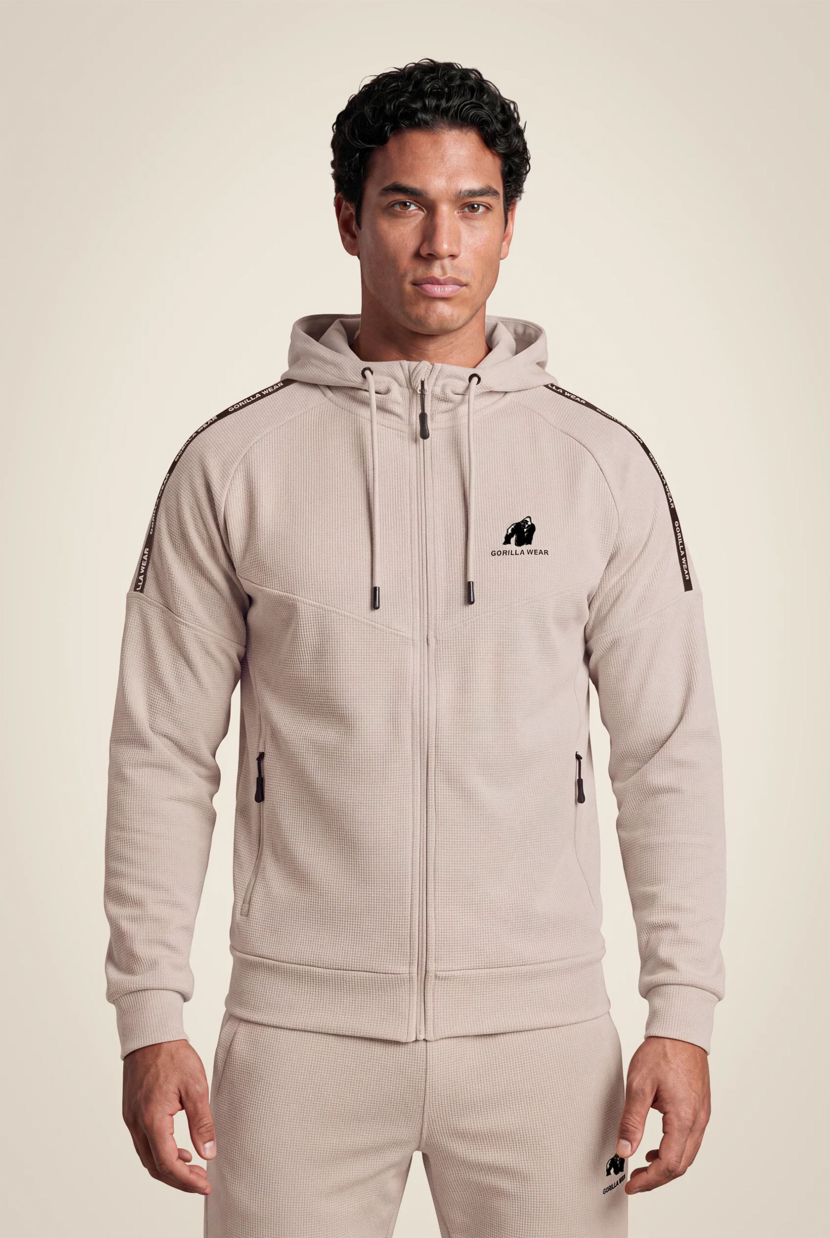 Veste à capuche Harvey Gorilla Wear homme - Beige, vue 1