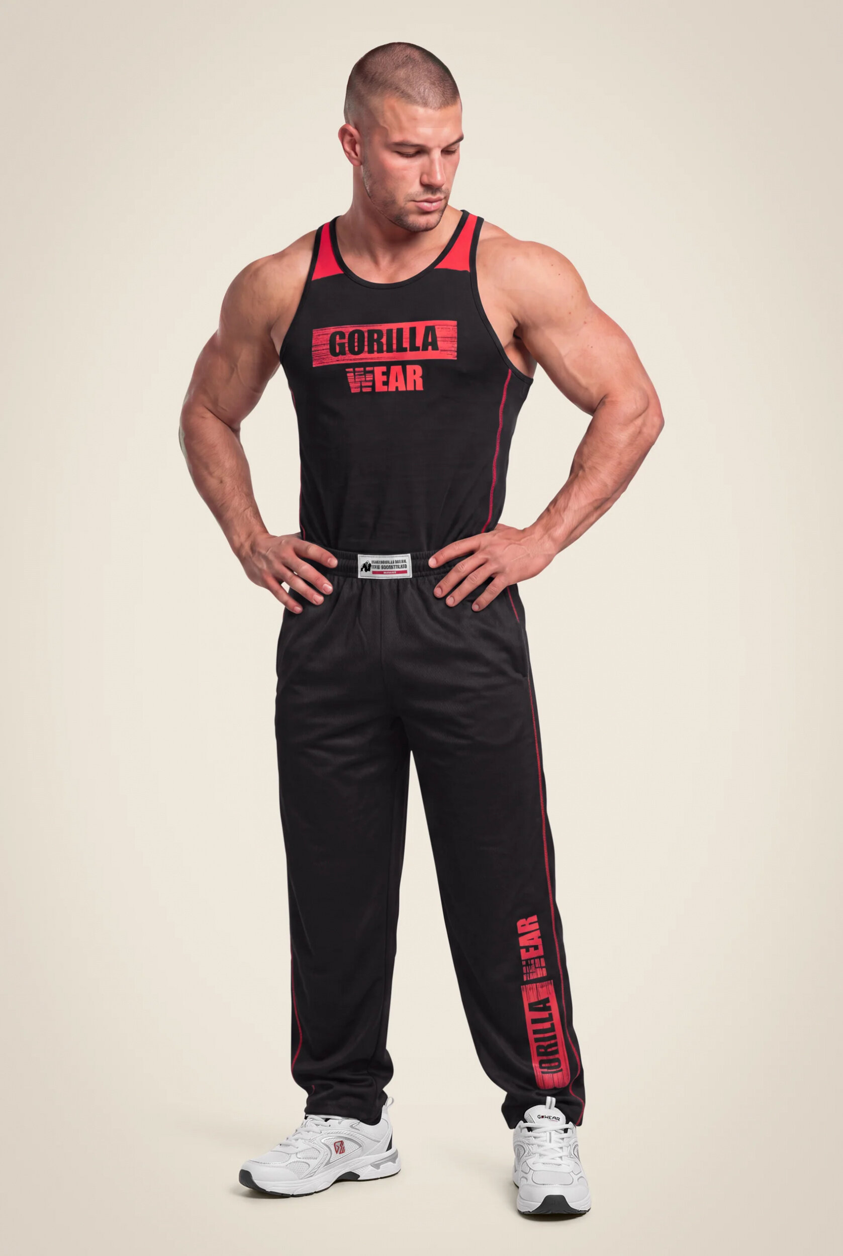 Wallace Mesh Pantalon Gorilla Wear - Noir/Rouge, vue 3