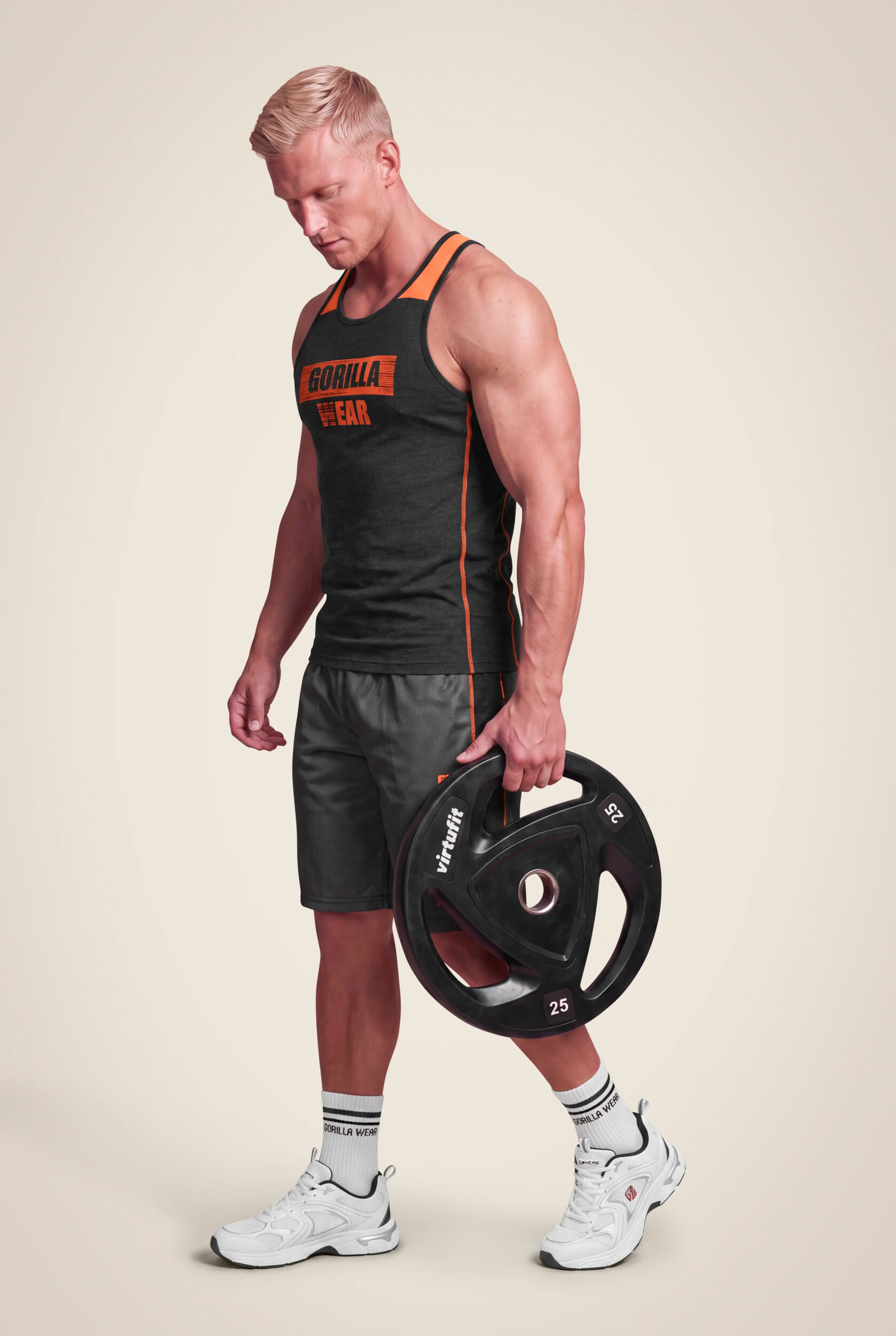 Wallace Mesh Short Gorilla Wear - Gris/Orange, vue 3
