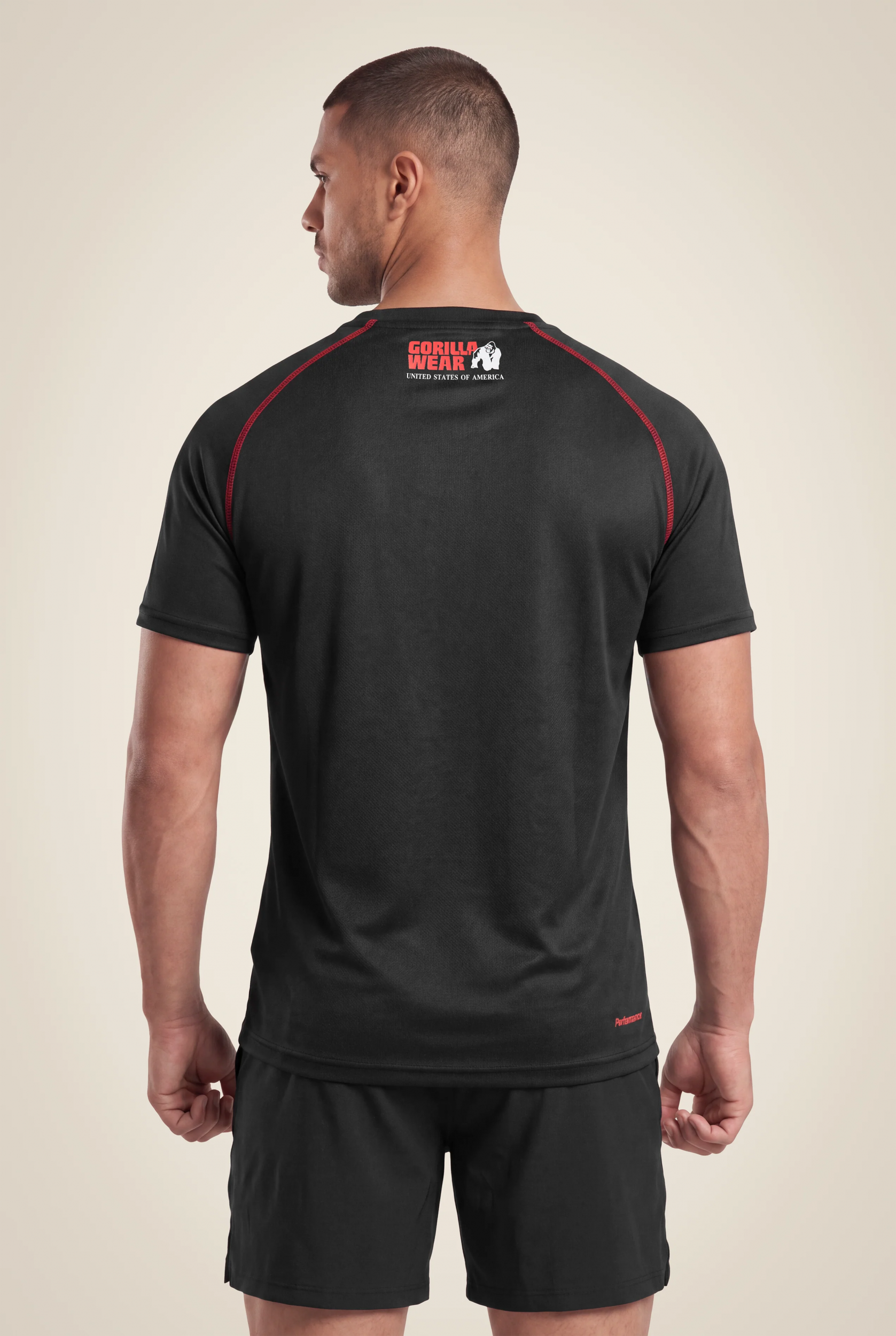 Performance T-shirt Gorilla Wear homme - Noir/Rouge, vue 2