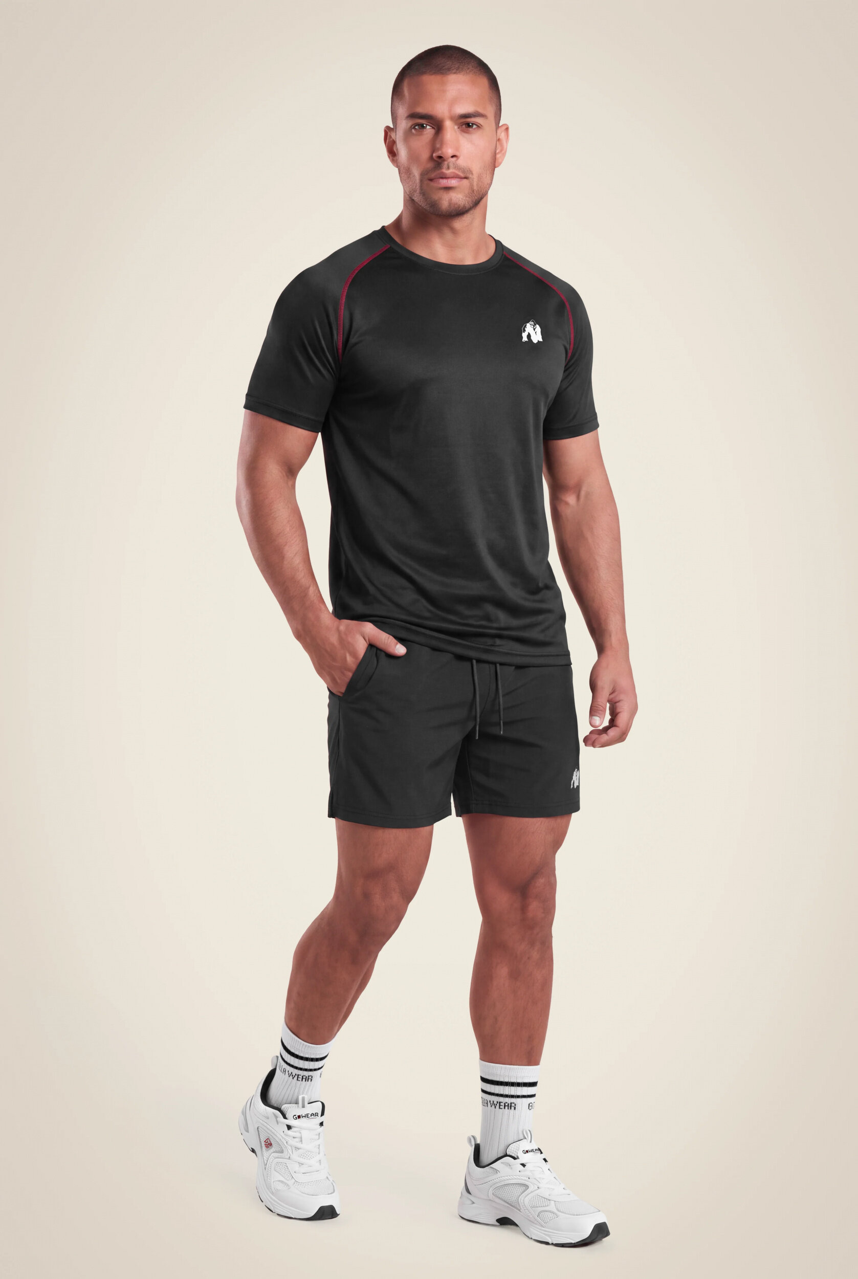 Performance T-shirt Gorilla Wear homme - Noir/Rouge, vue 3