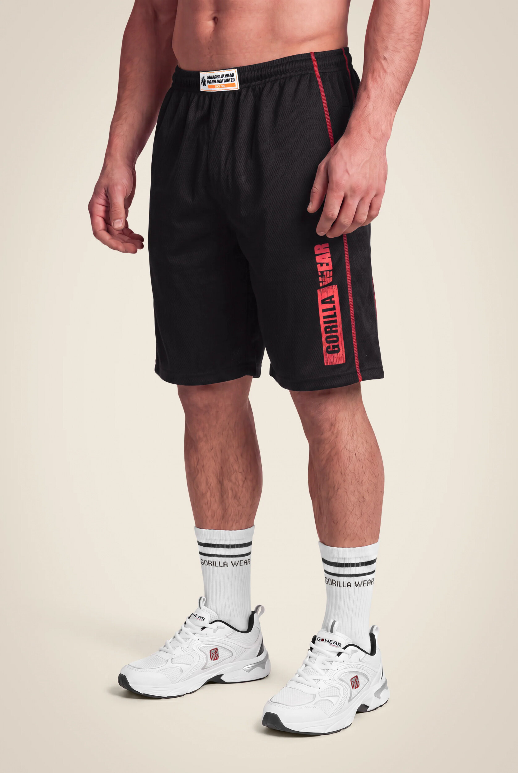 Wallace Mesh Short Gorilla Wear - Noir/Rouge, vue 1