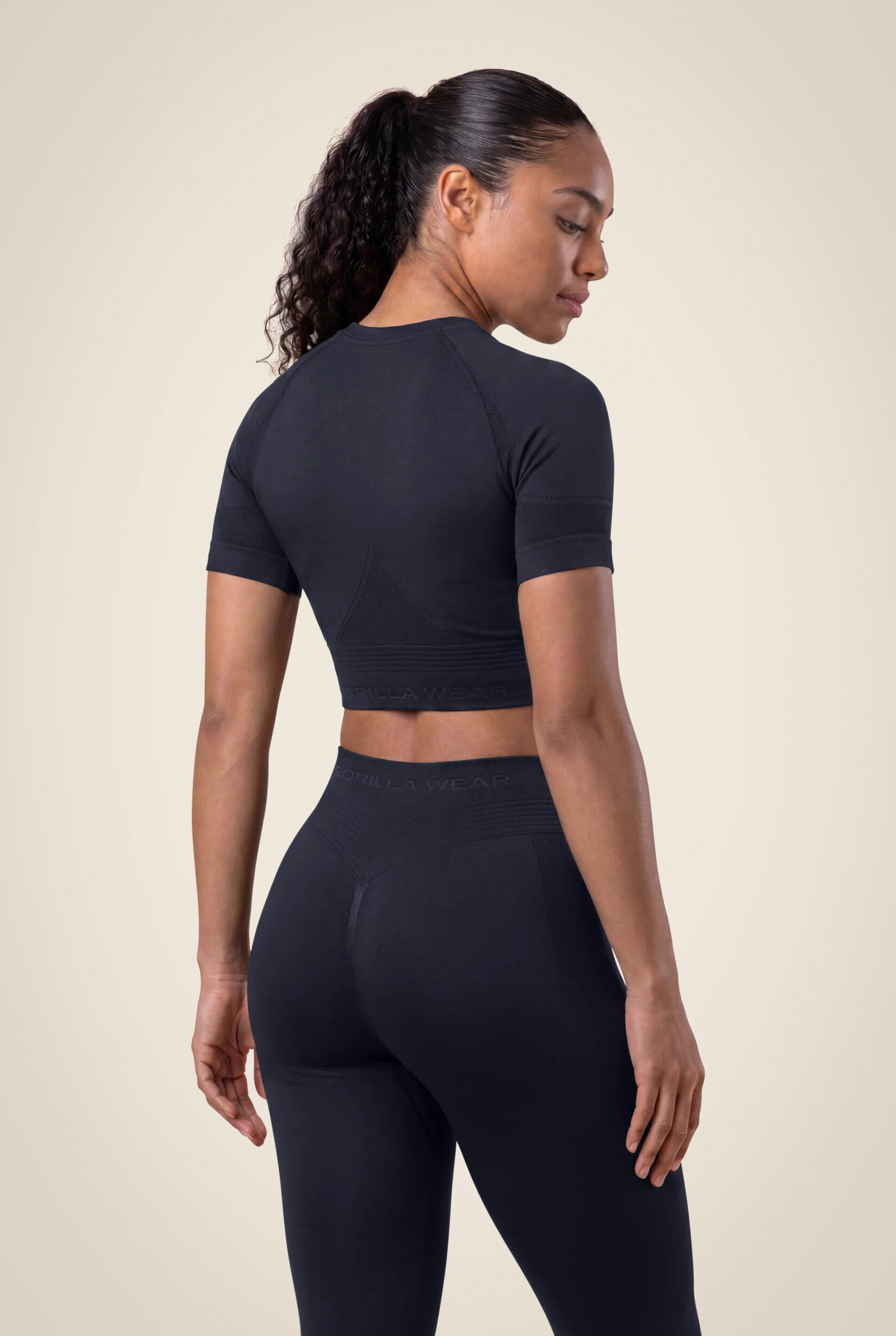 Whitney Seamless Top court Gorilla Wear - Noir, vue 2