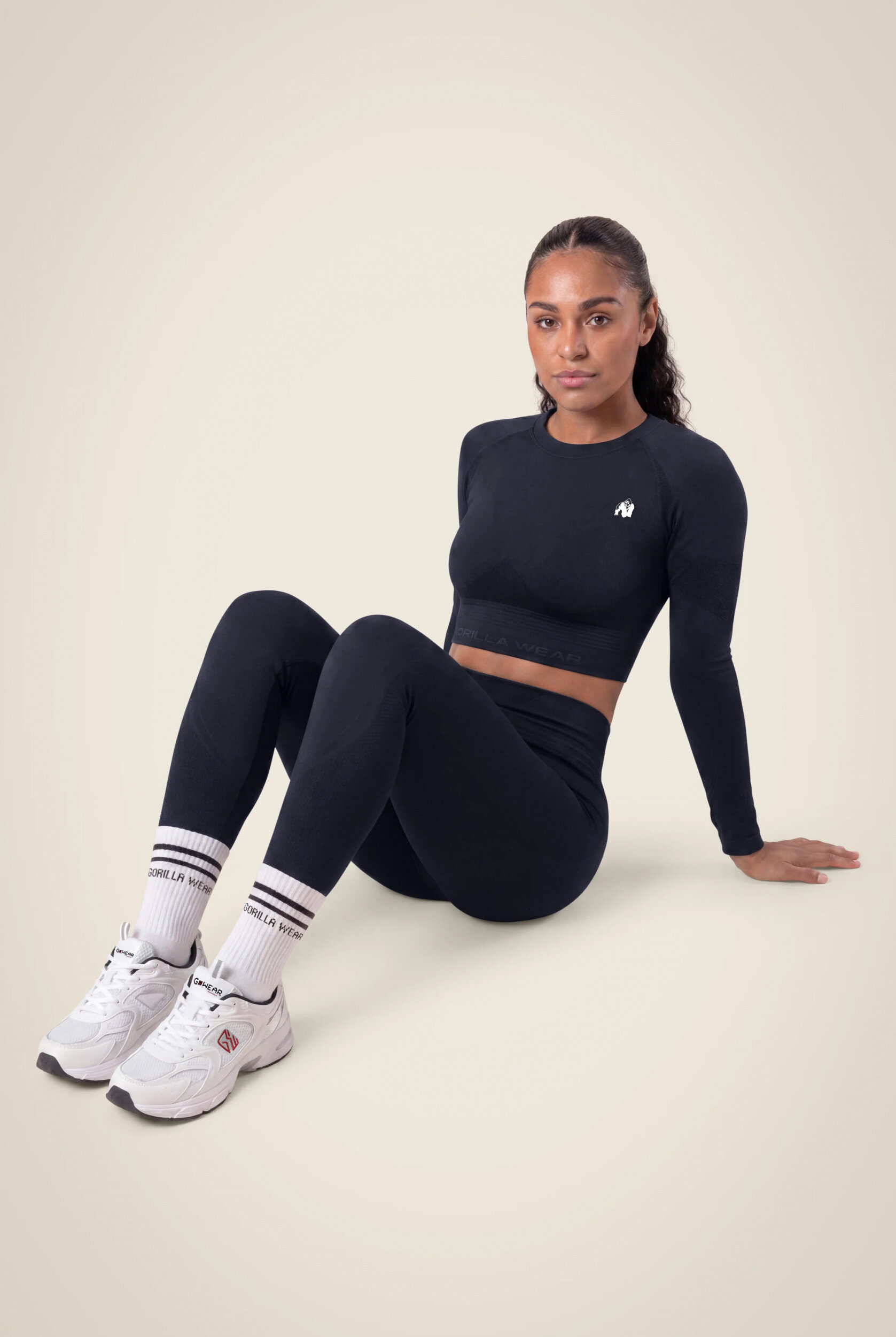 Whitney Seamless Top court Gorilla Wear - Noir, vue 3