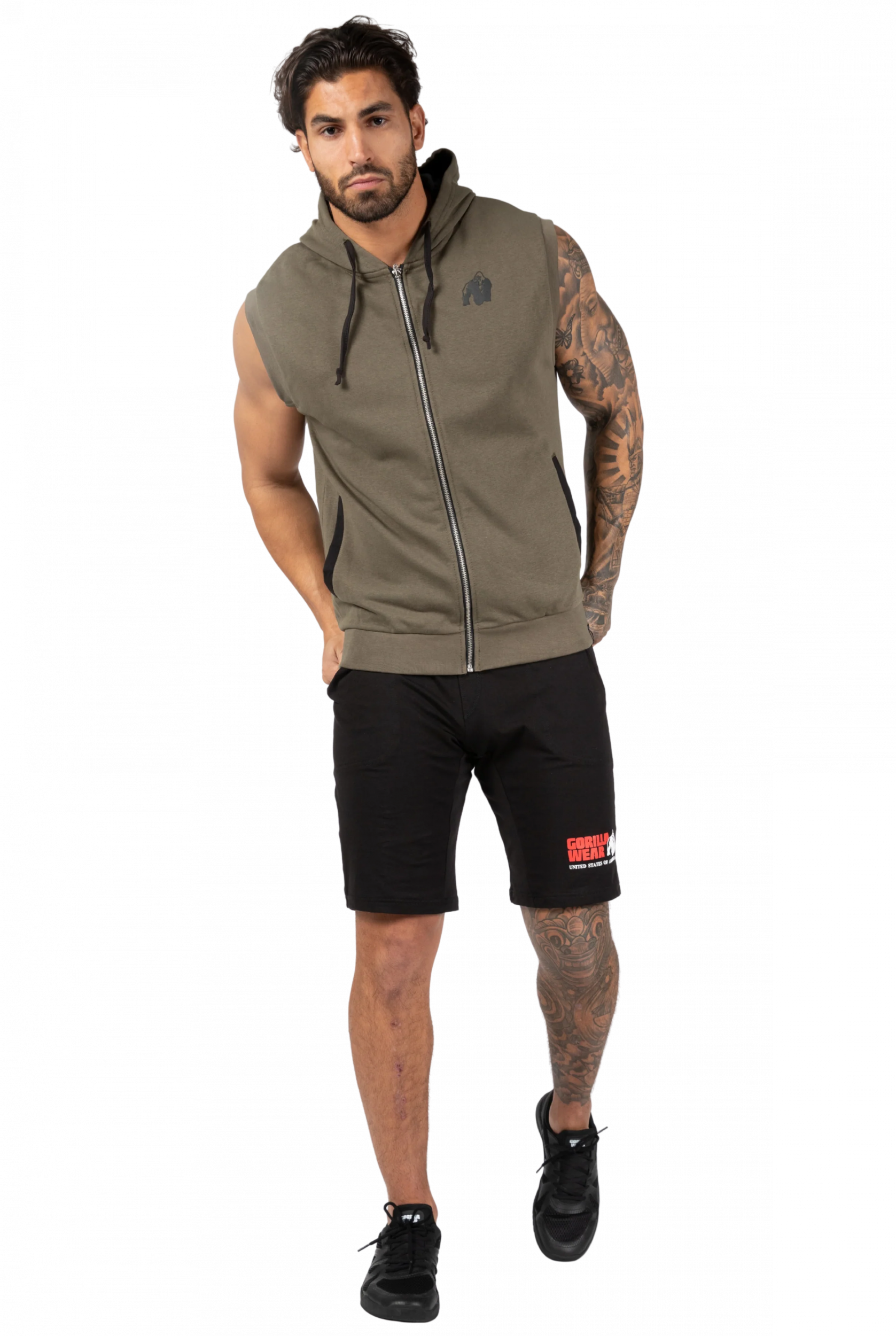 Springfield S/L Zipped Sweat à capuche Gorilla Wear - Vert kaki, vue 3