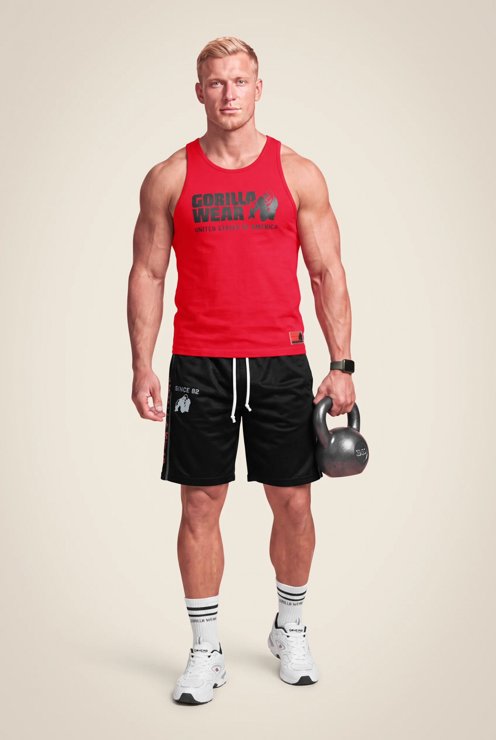 Functional Mesh Short Gorilla Wear - Noir/Rouge - vue 3