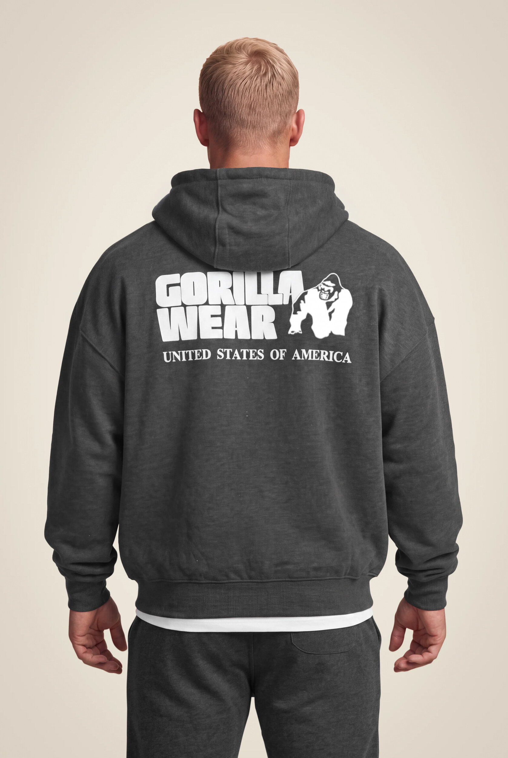 Classic Oversized Zipped sweat à capuche Gorilla Wear - Gris foncé chiné, photo 2