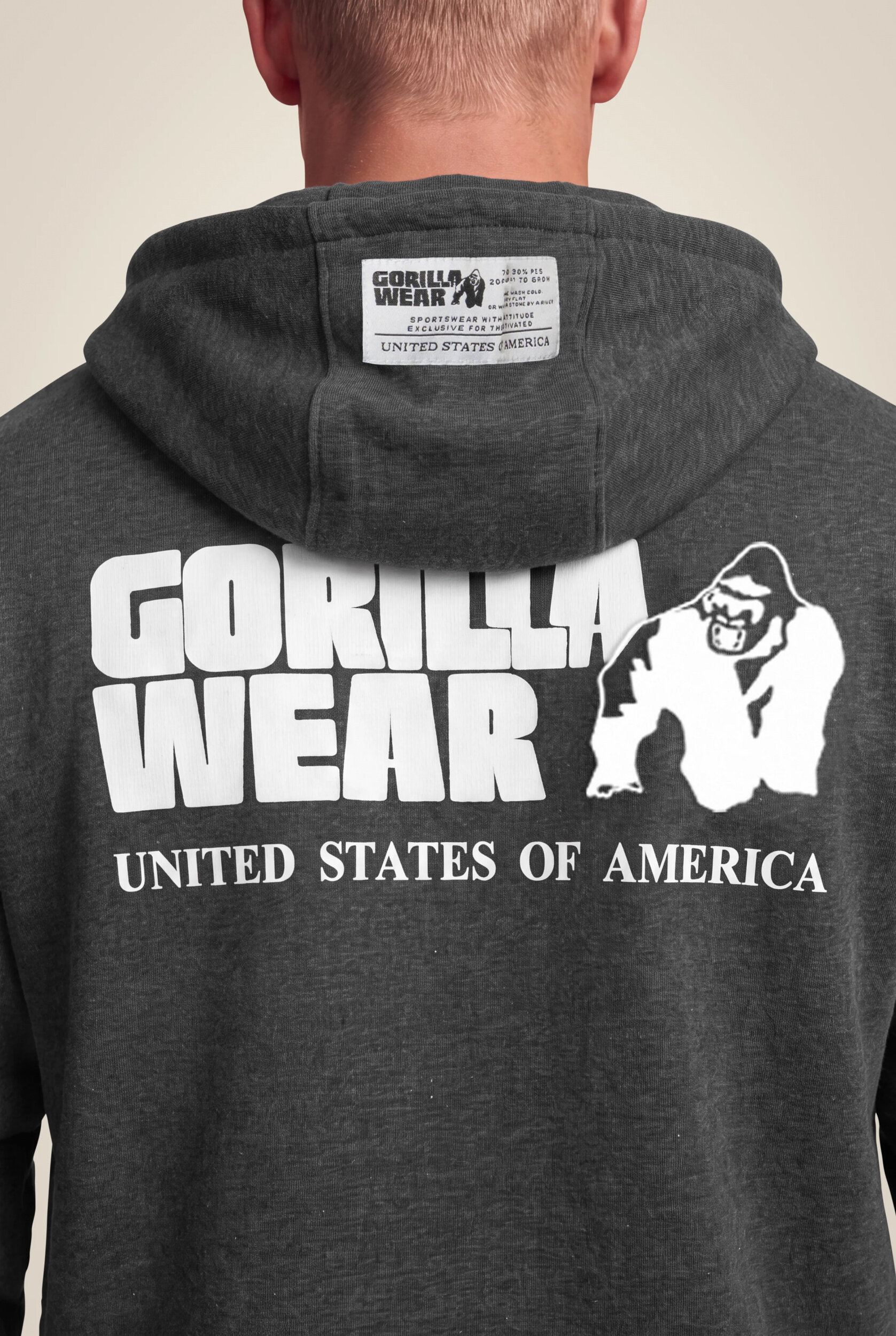 Classic Oversized Zipped sweat à capuche Gorilla Wear - Gris foncé chiné, photo 4