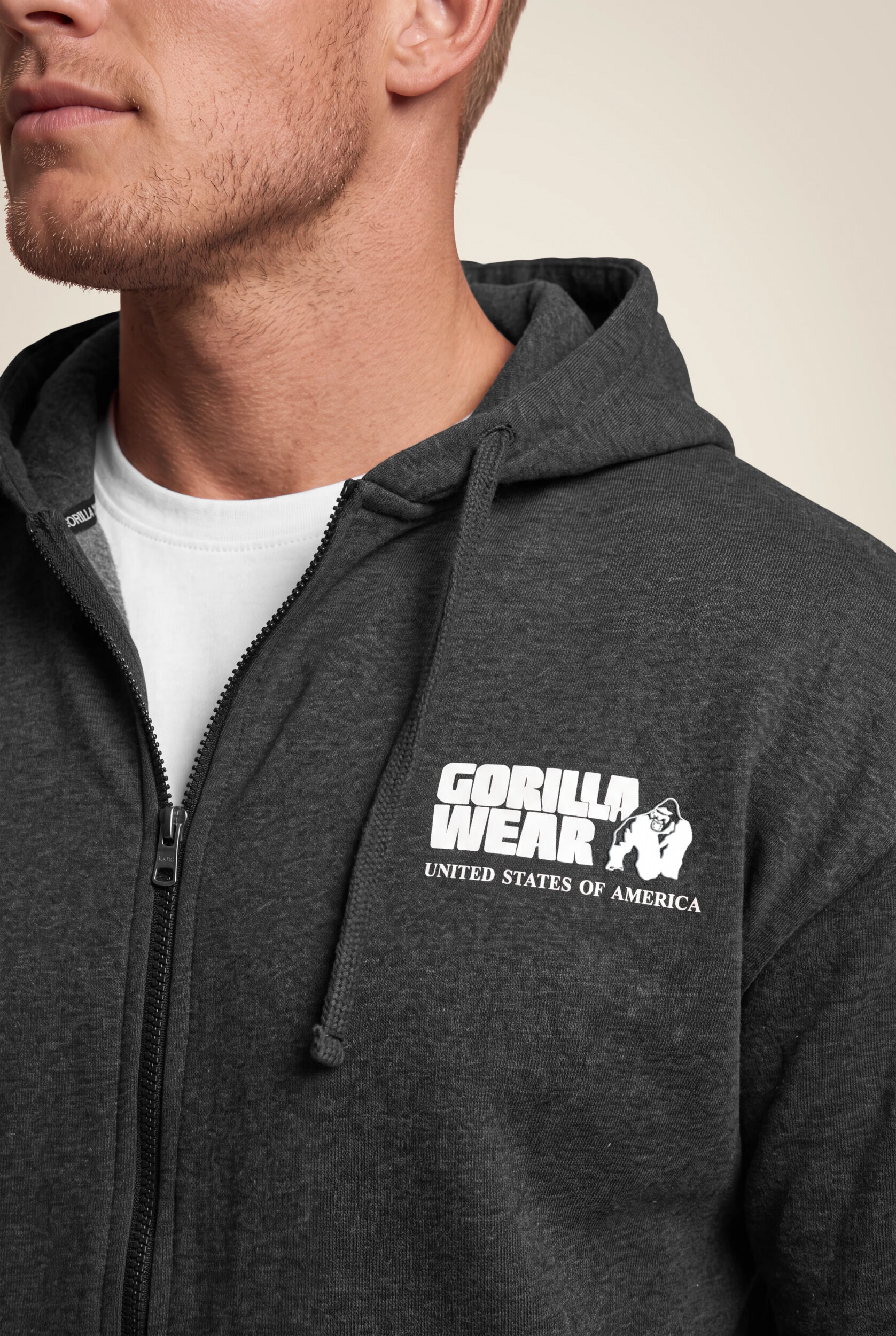 Classic Oversized Zipped sweat à capuche Gorilla Wear - Gris foncé chiné, photo 5