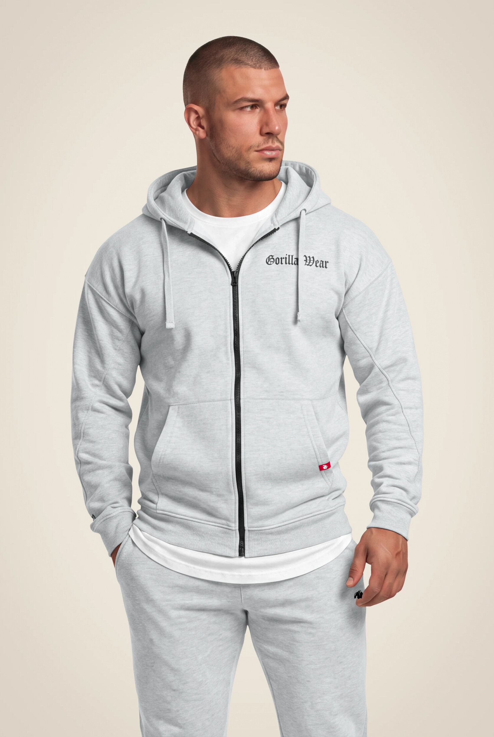 Utah Zipped sweat à capuche Gorilla Wear - Gris clair chiné, vue 1