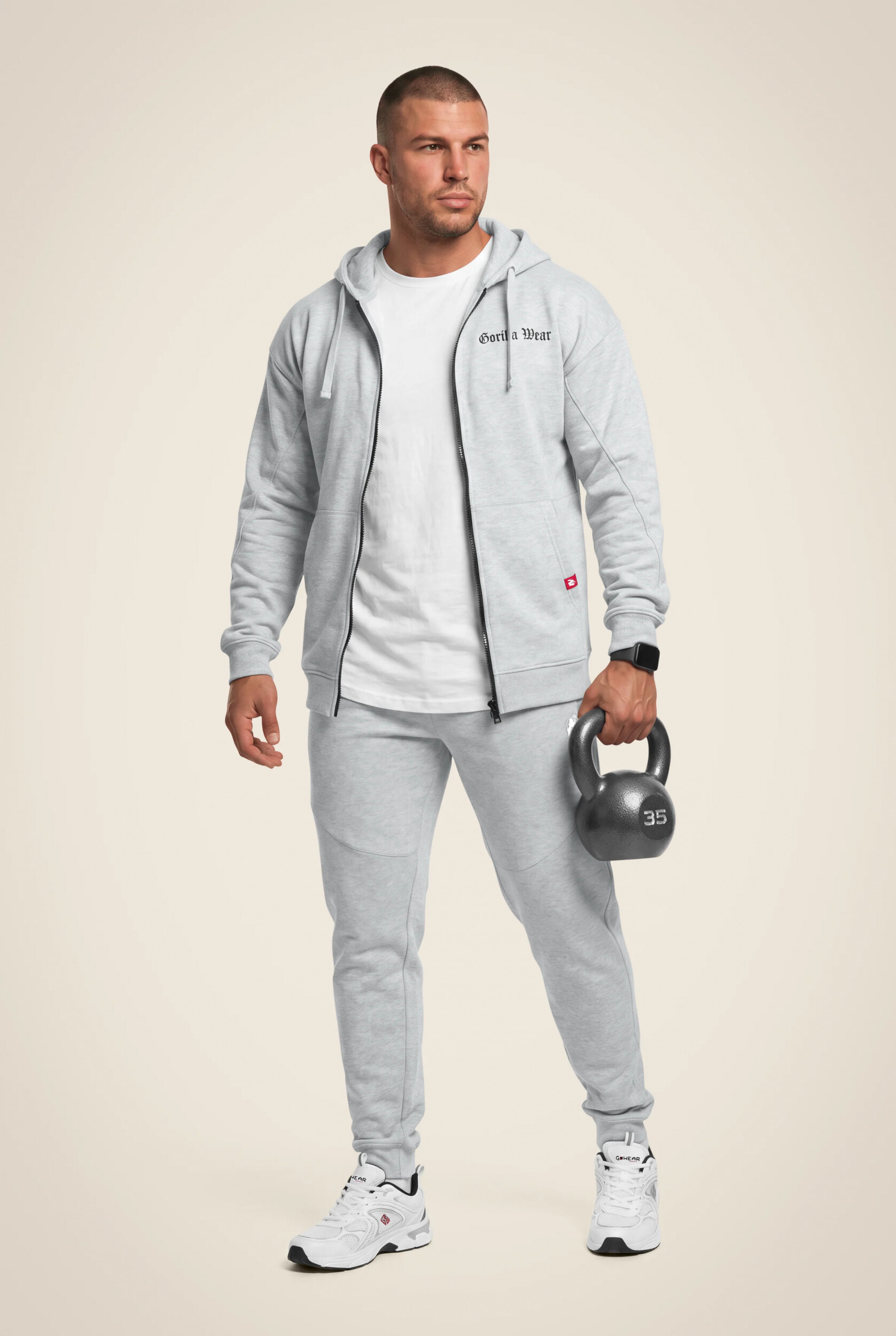 Utah Zipped sweat à capuche Gorilla Wear - Gris clair chiné, vue 3