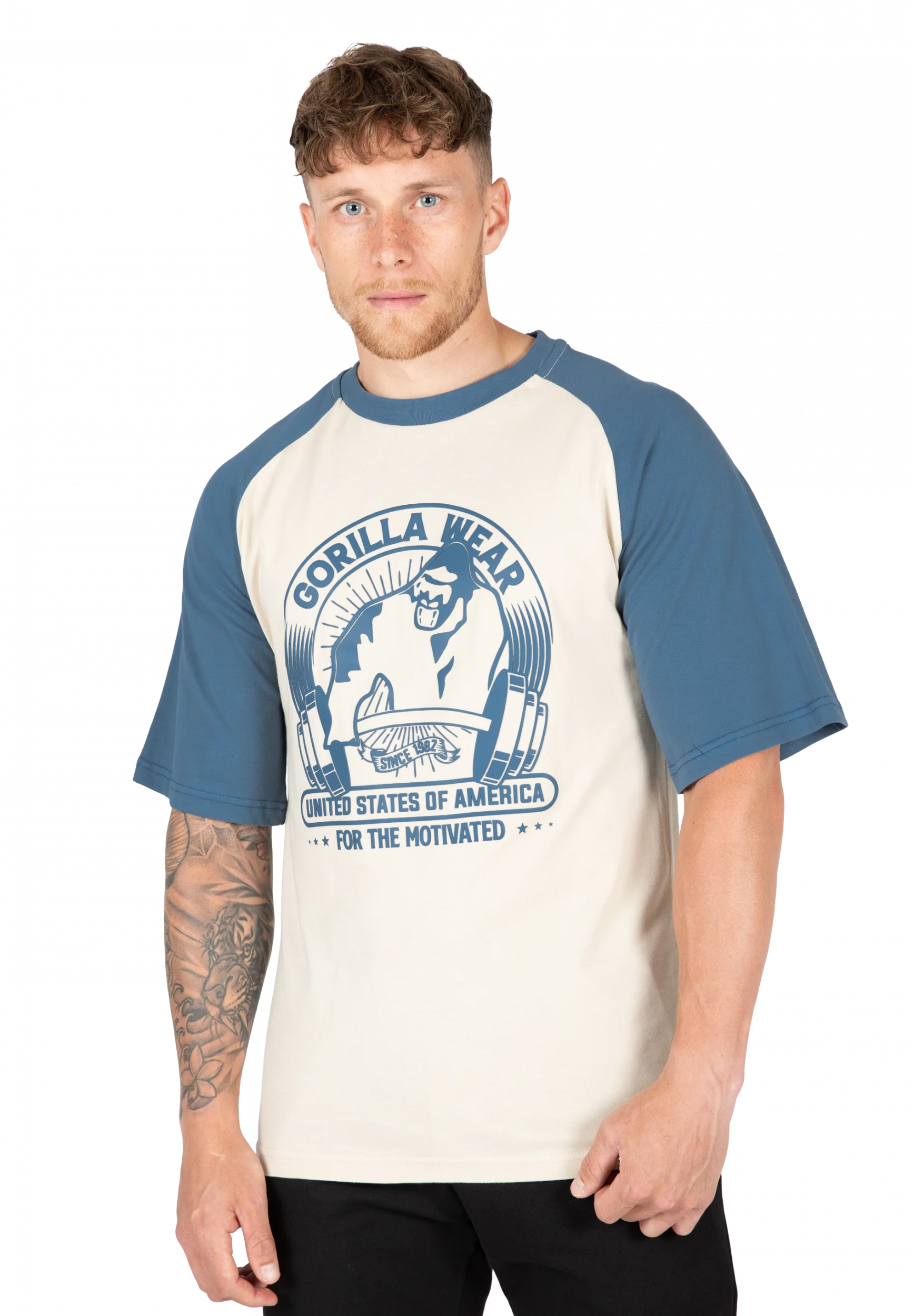 Logan Oversized T-shirt Gorilla Wear - Beige/Bleu, vue 1