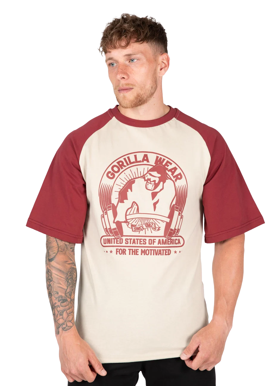 Logan Oversized T-shirt Gorilla Wear - Beige/Rouge, vue 1