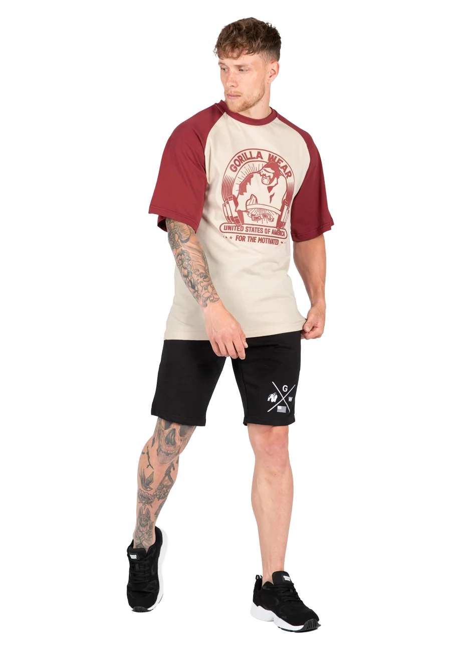 Logan Oversized T-shirt Gorilla Wear - Beige/Rouge, vue 3