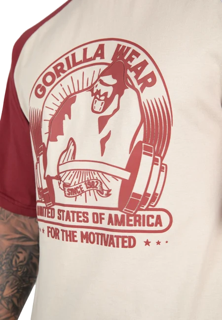 Logan Oversized T-shirt Gorilla Wear - Beige/Rouge, vue 4