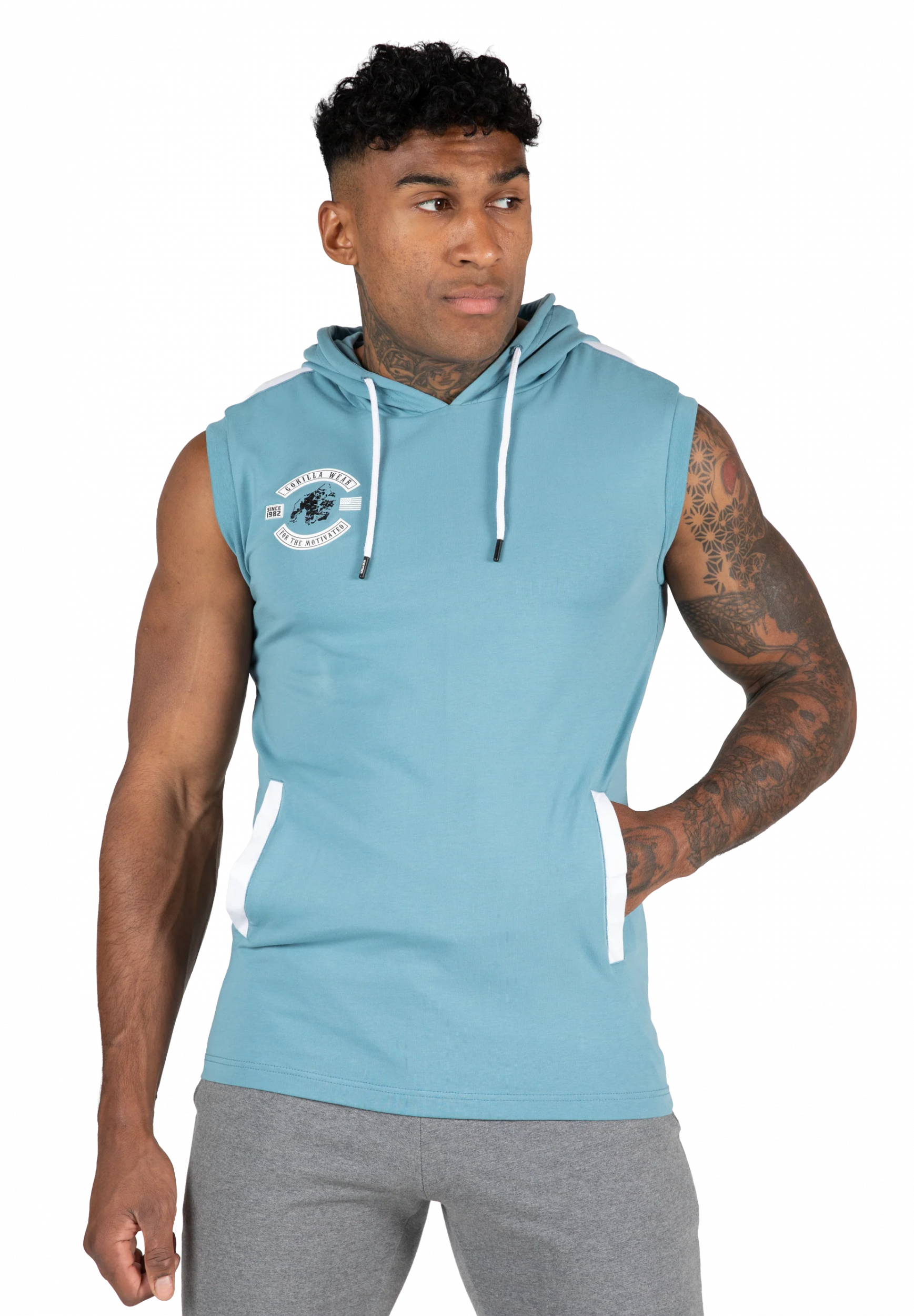 Oswego S/L Hooded T-shirt Gorilla Wear - Bleu - vue 1