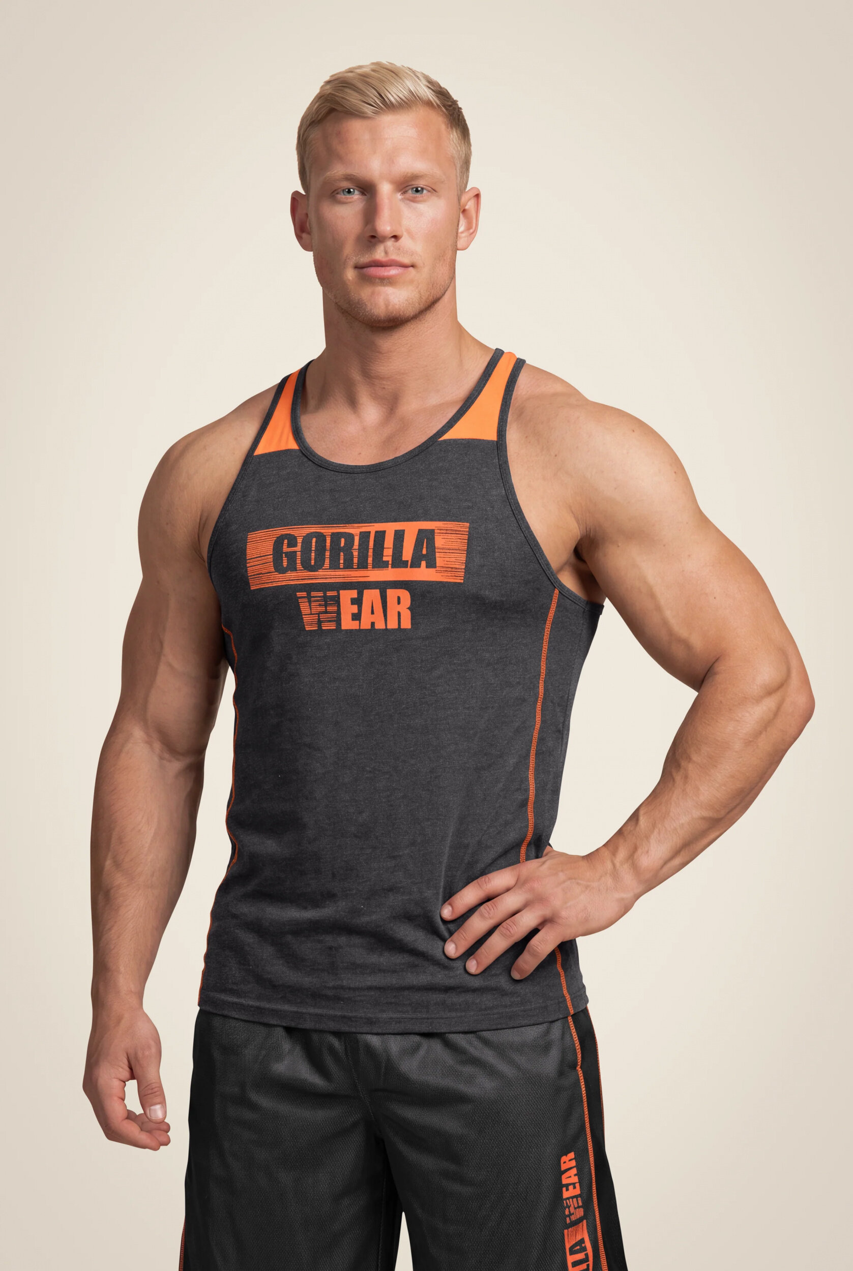 Débardeur Wallace Gorilla Wear homme - Gris/Orange - photo officielle 1