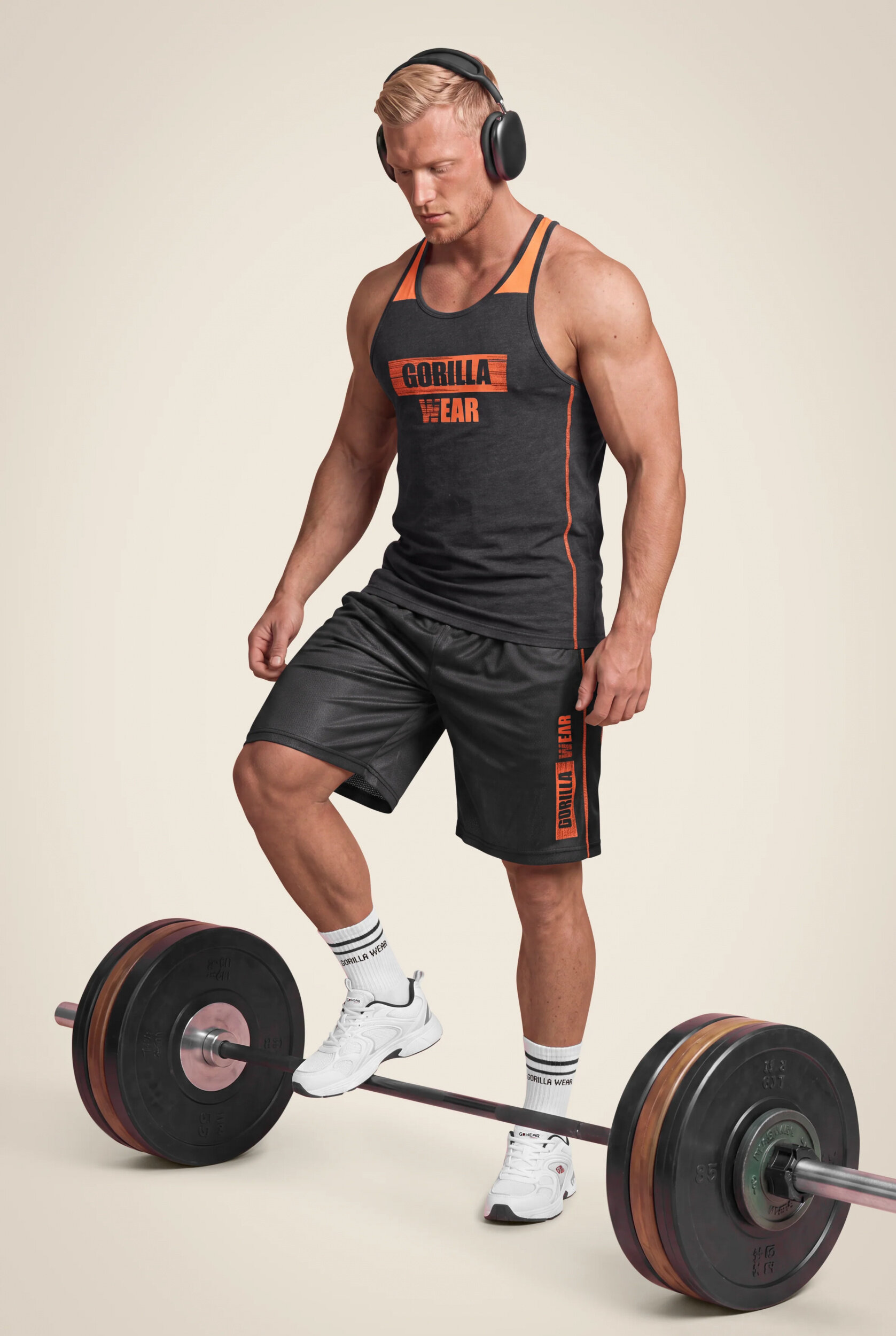 Débardeur Wallace Gorilla Wear homme - Gris/Orange - photo officielle 3