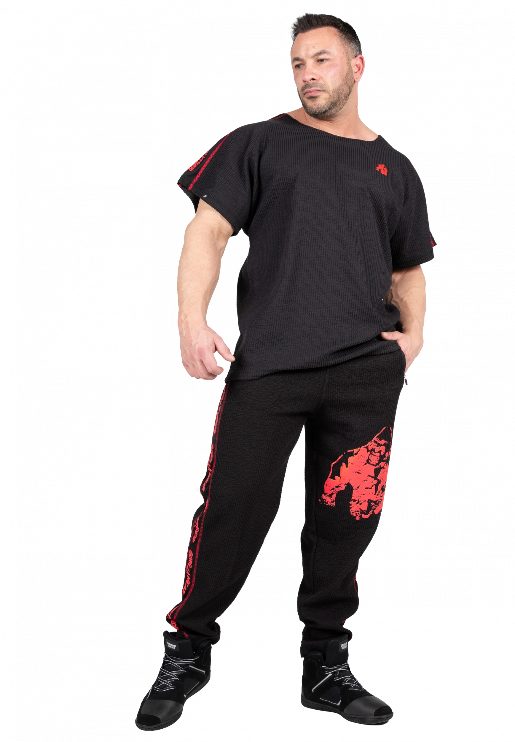 Pantalon Old School Buffalo Gorilla Wear homme - Noir/Rouge - photographie officielle 3