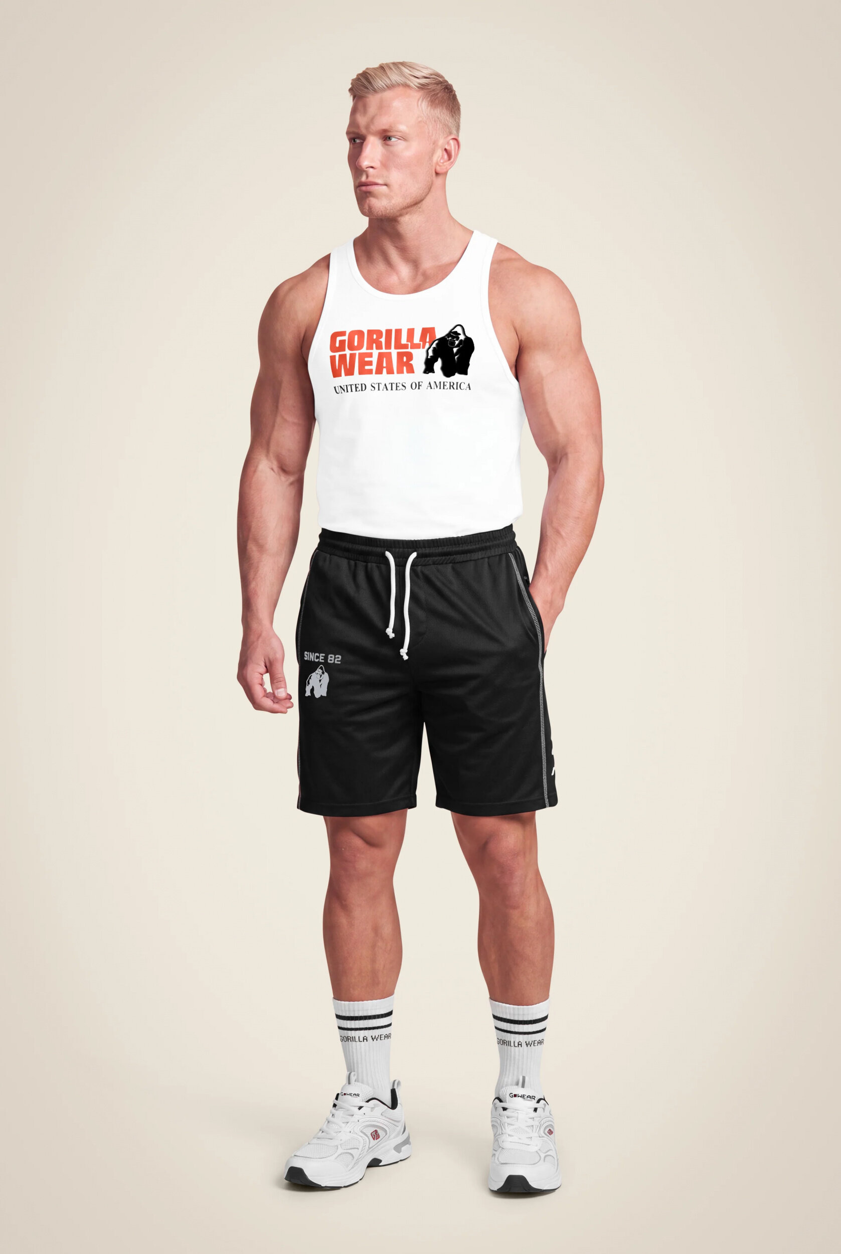 Short Functional Mesh Gorilla Wear homme - Noir/Blanc 3