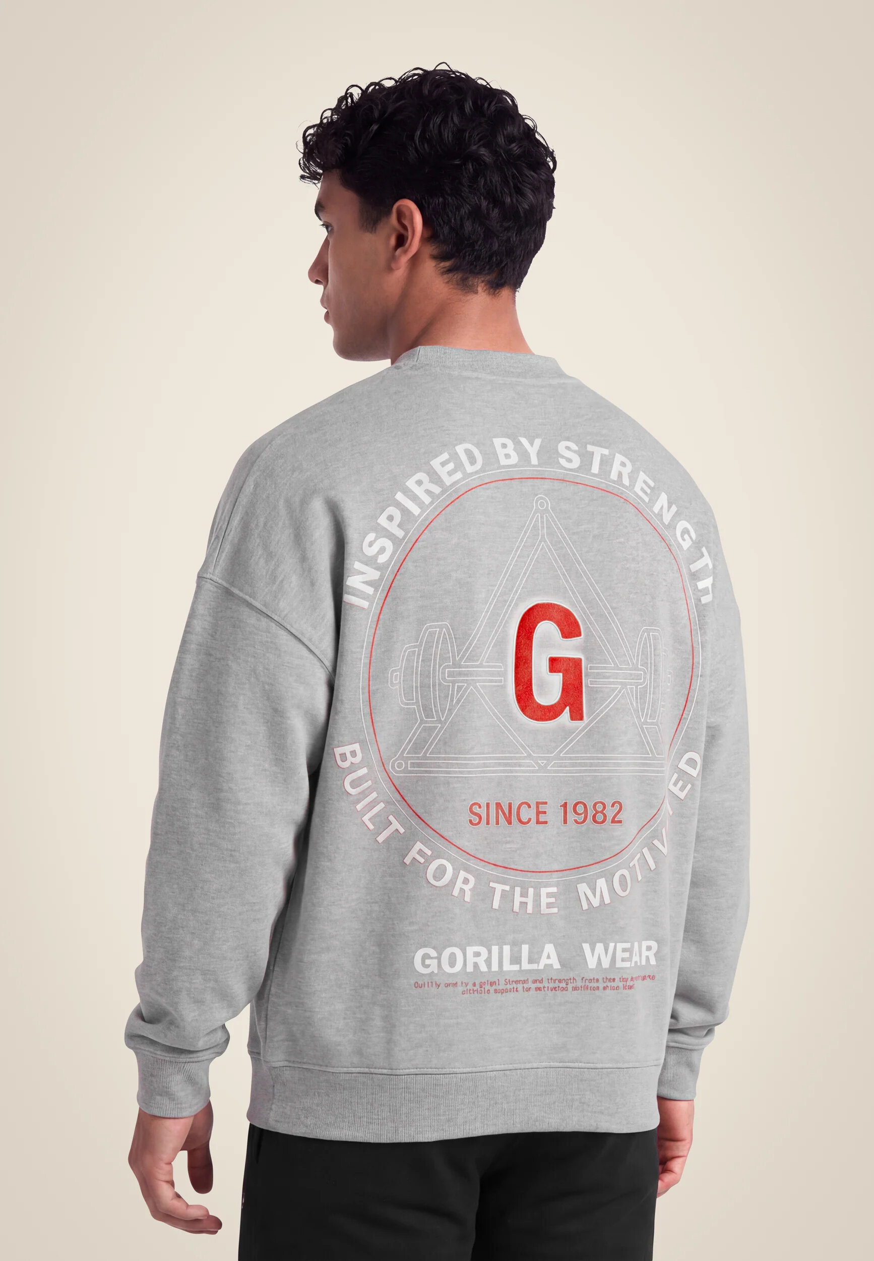 Sweat oversize Leeds Gorilla Wear homme - Gris clair chiné, vue 1