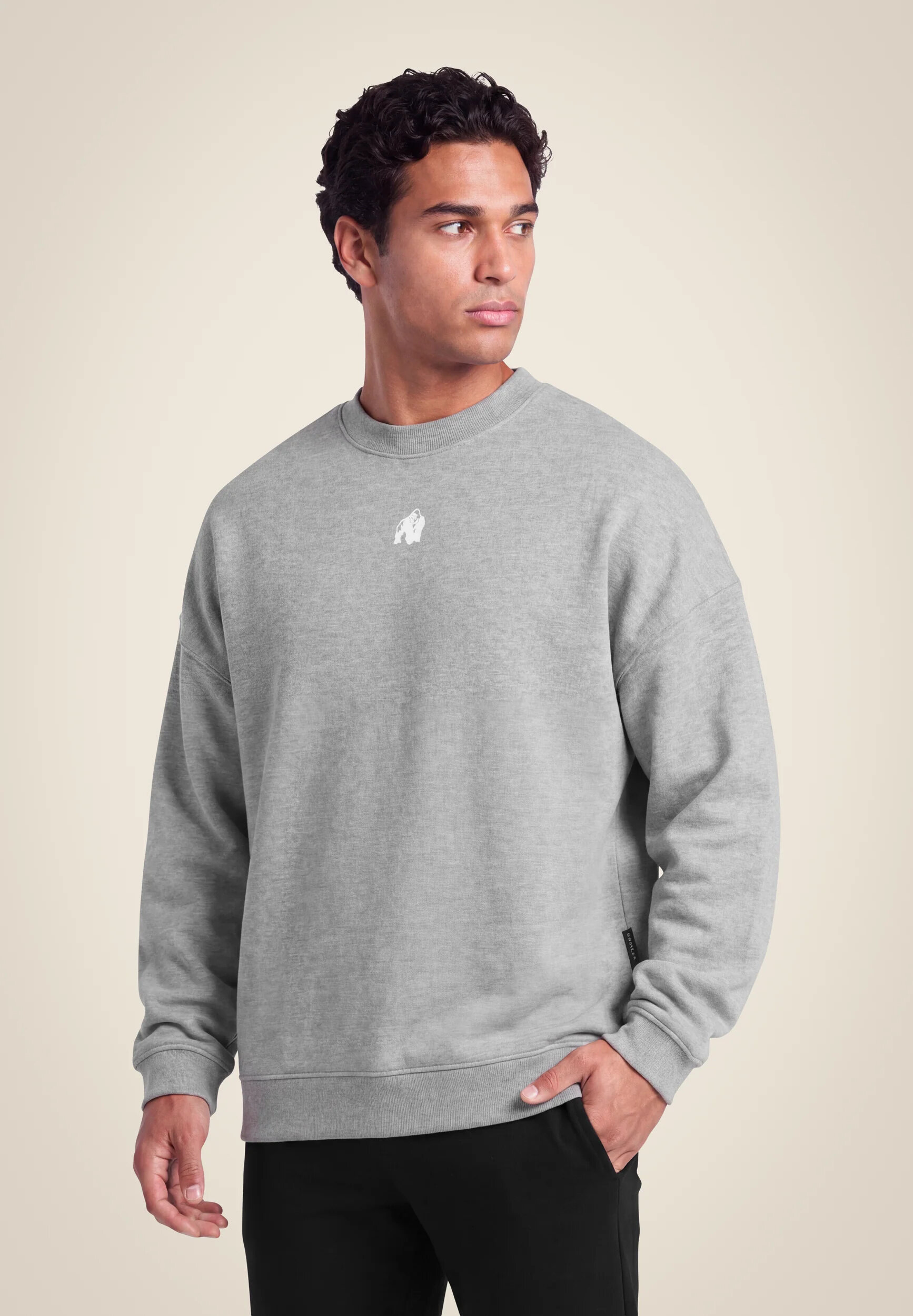 Sweat oversize Leeds Gorilla Wear homme - Gris clair chiné, vue 2
