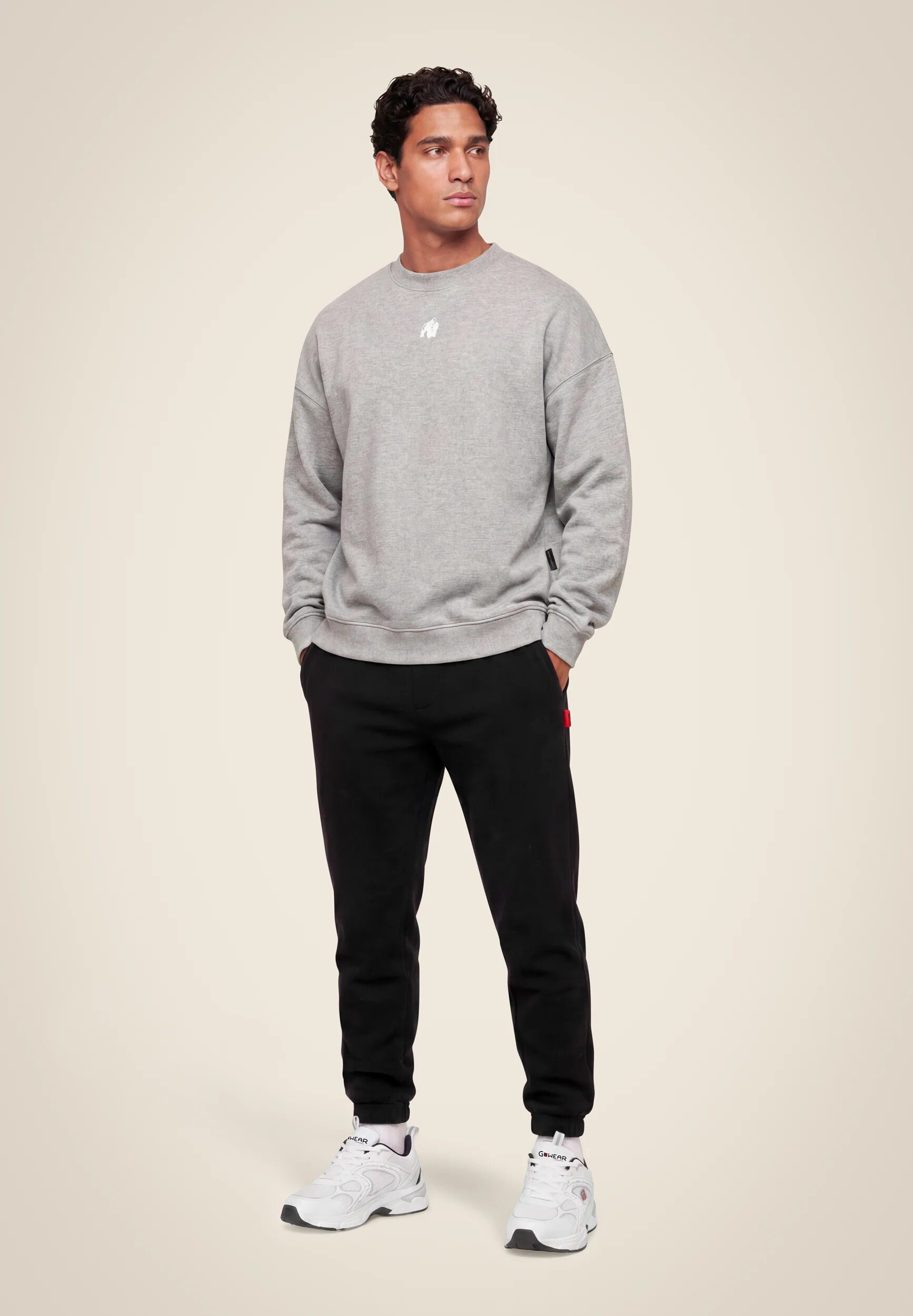 Sweat oversize Leeds Gorilla Wear homme - Gris clair chiné, vue 3