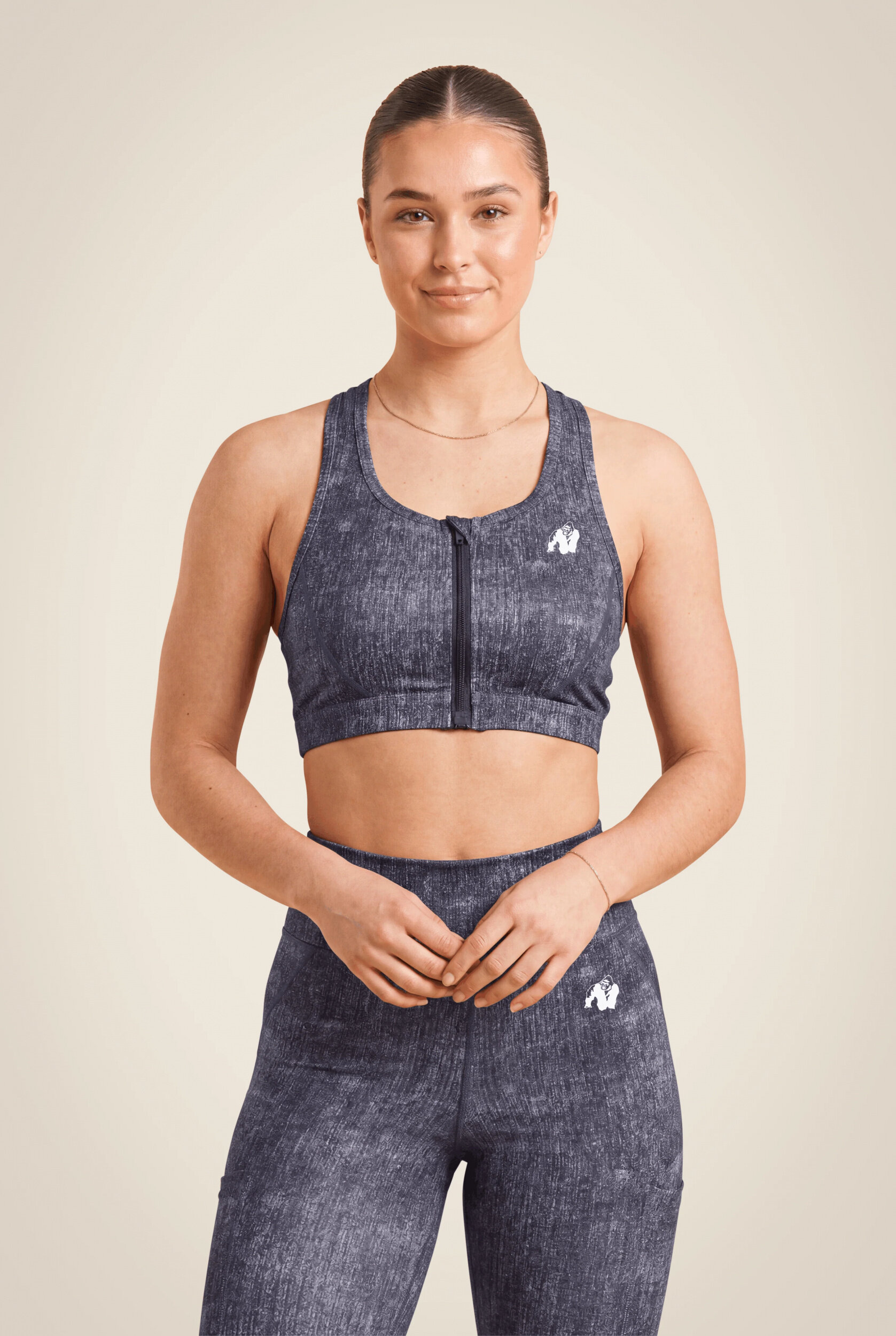 Brassière zippée Camilla Gorilla Wear femme - Bleu denim, vue 1