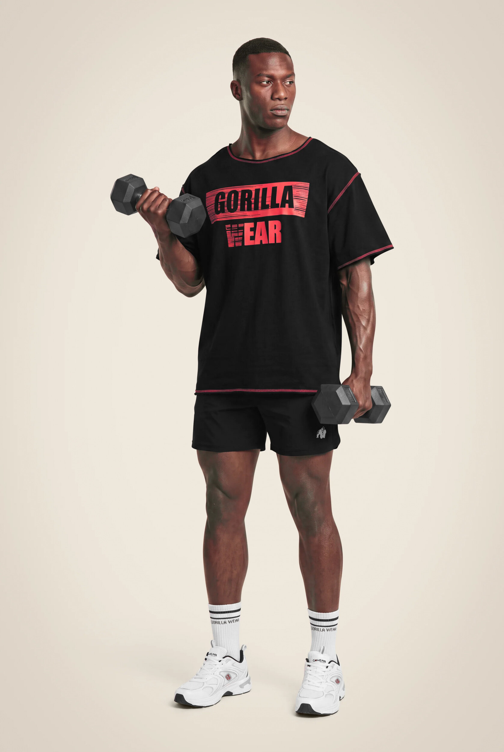 Haut de musculation Wallace Gorilla Wear homme - Noir/Rouge 3