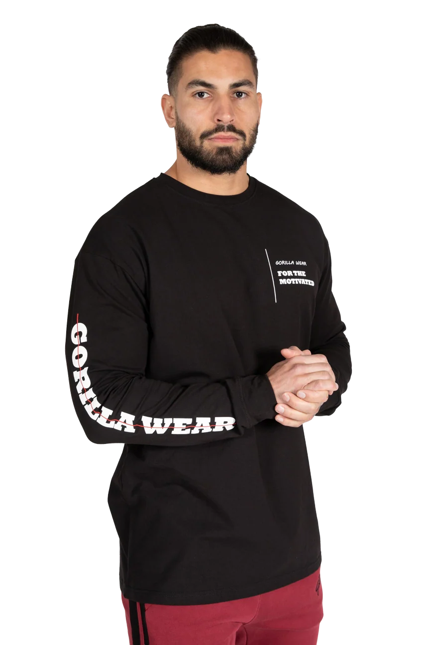 T-shirt manches longues oversize Boise Gorilla Wear homme - Noir, photographie 1