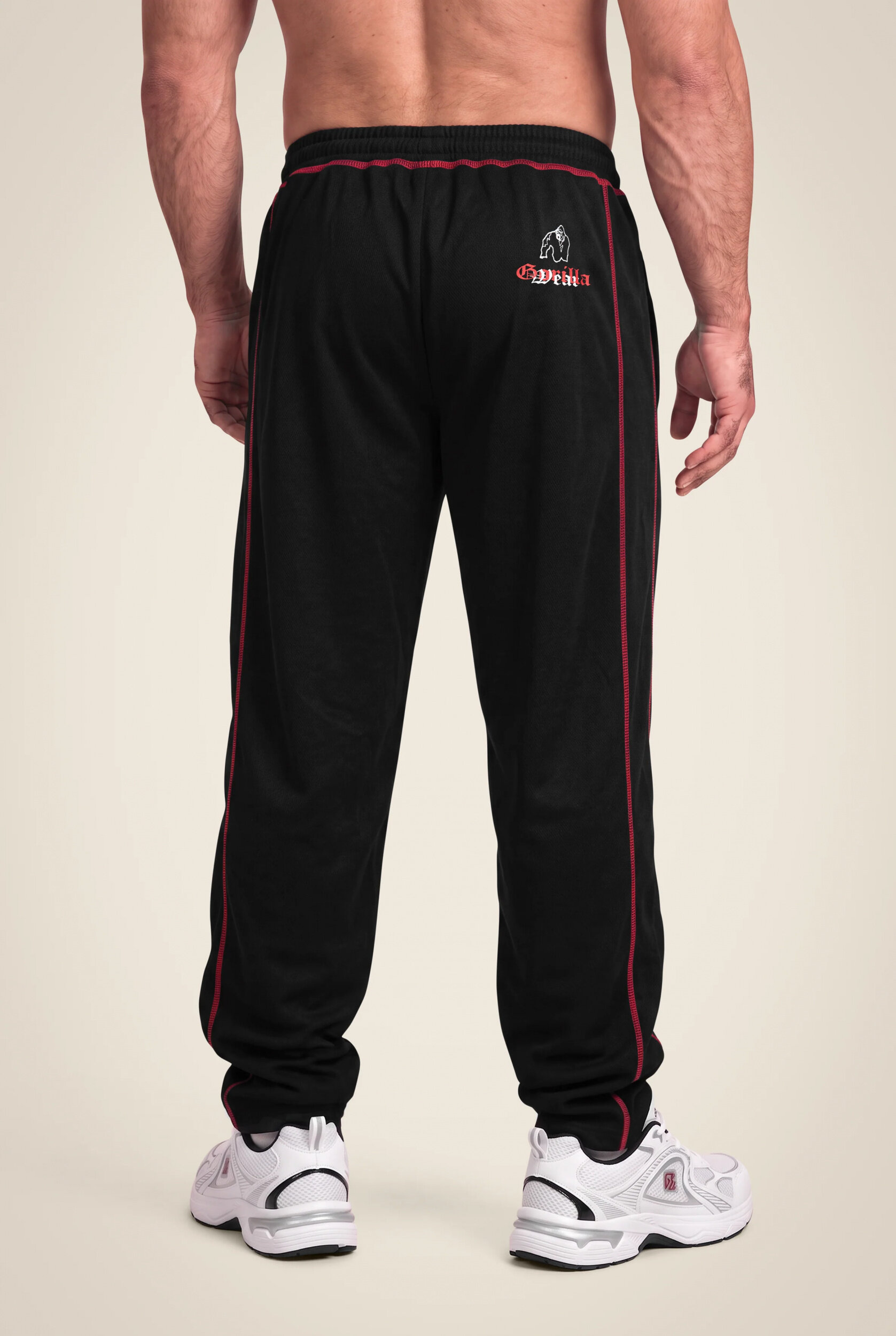 Pantalon mesh Marlow Gorilla Wear homme - Noir/Rouge, photographie 2