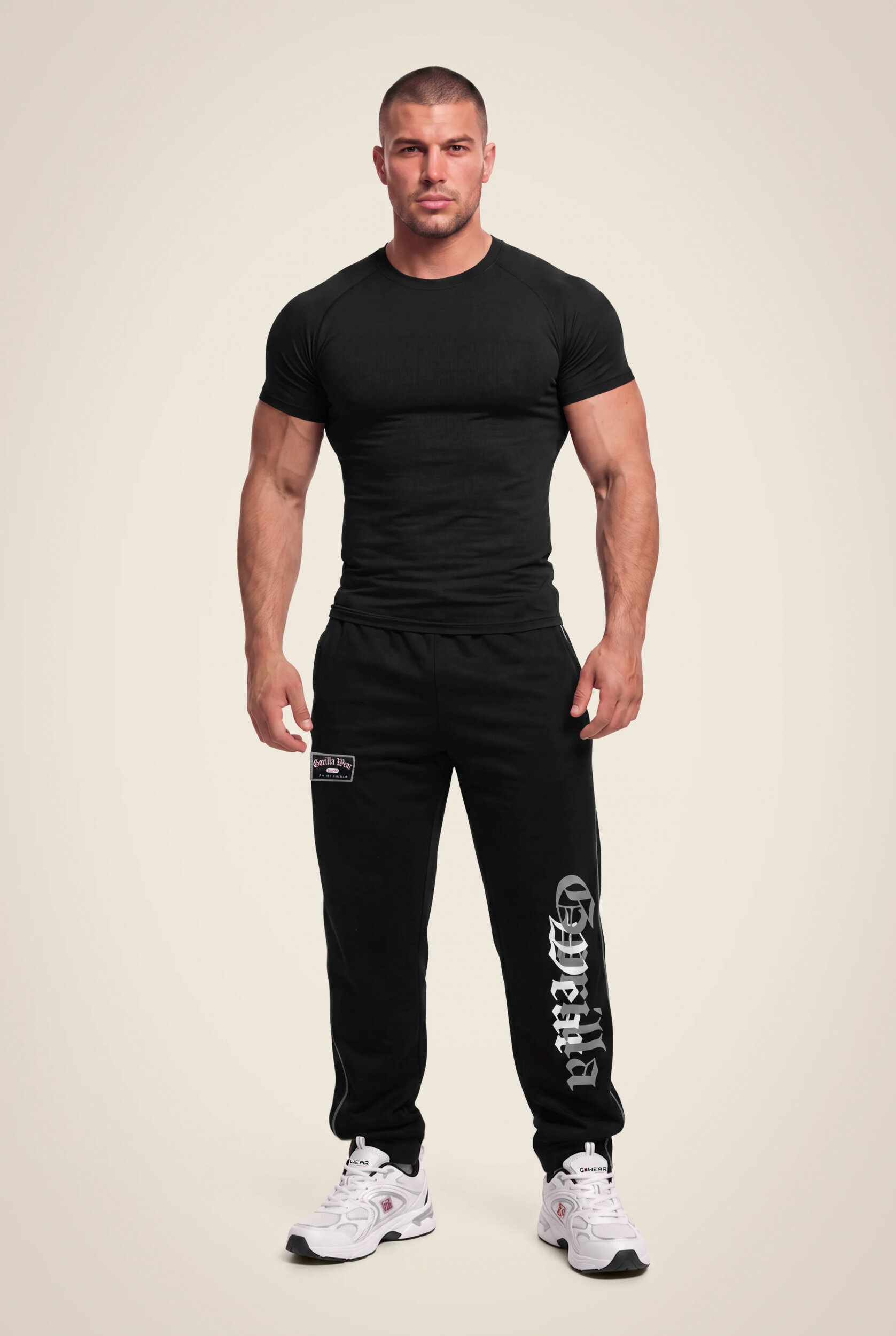 Pantalon mesh Marlow Gorilla Wear homme - Noir/Gris, photographie 3