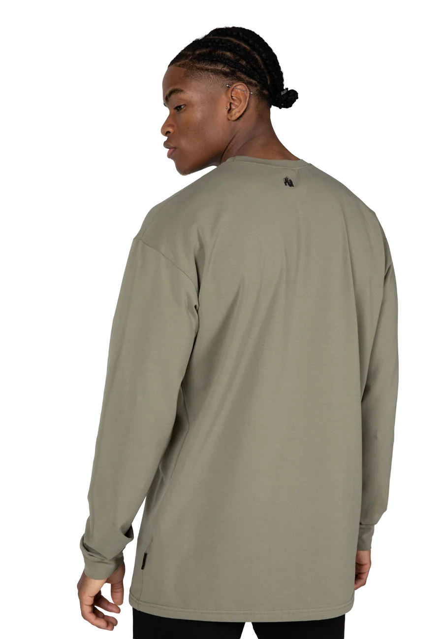 T-shirt manches longues oversize Boise Gorilla Wear homme - Vert kaki, photographie 2