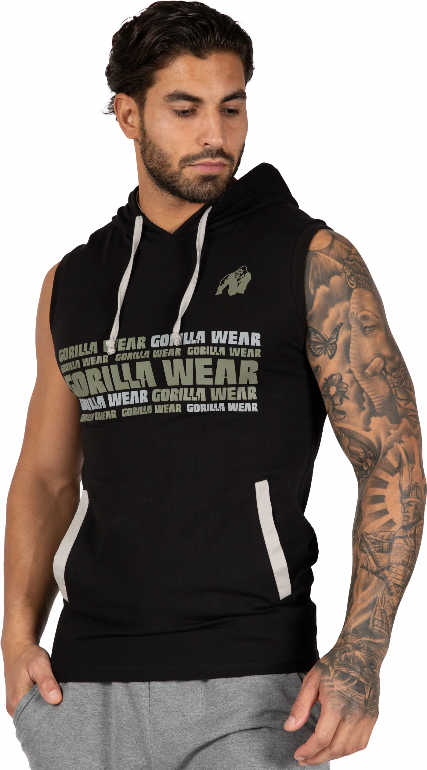 T-shirt à capuche sans manches Melbourne Gorilla Wear homme - Noir - photo officielle 1
