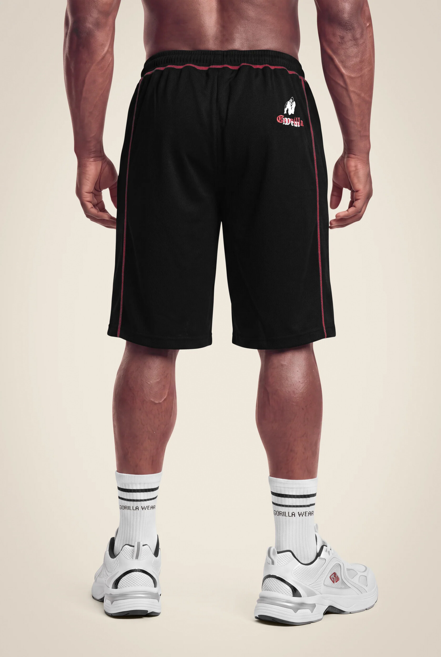 Short mesh Marlow Gorilla Wear homme - Noir/Rouge, vue 2