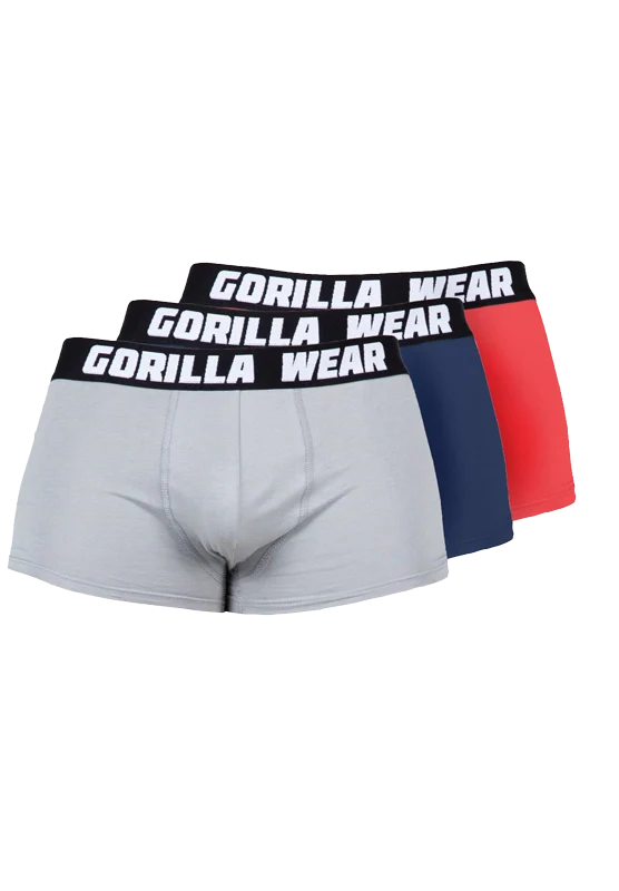 Lot de 3 boxers Gorilla Wear homme - Gris/Bleu/Rouge vue 1