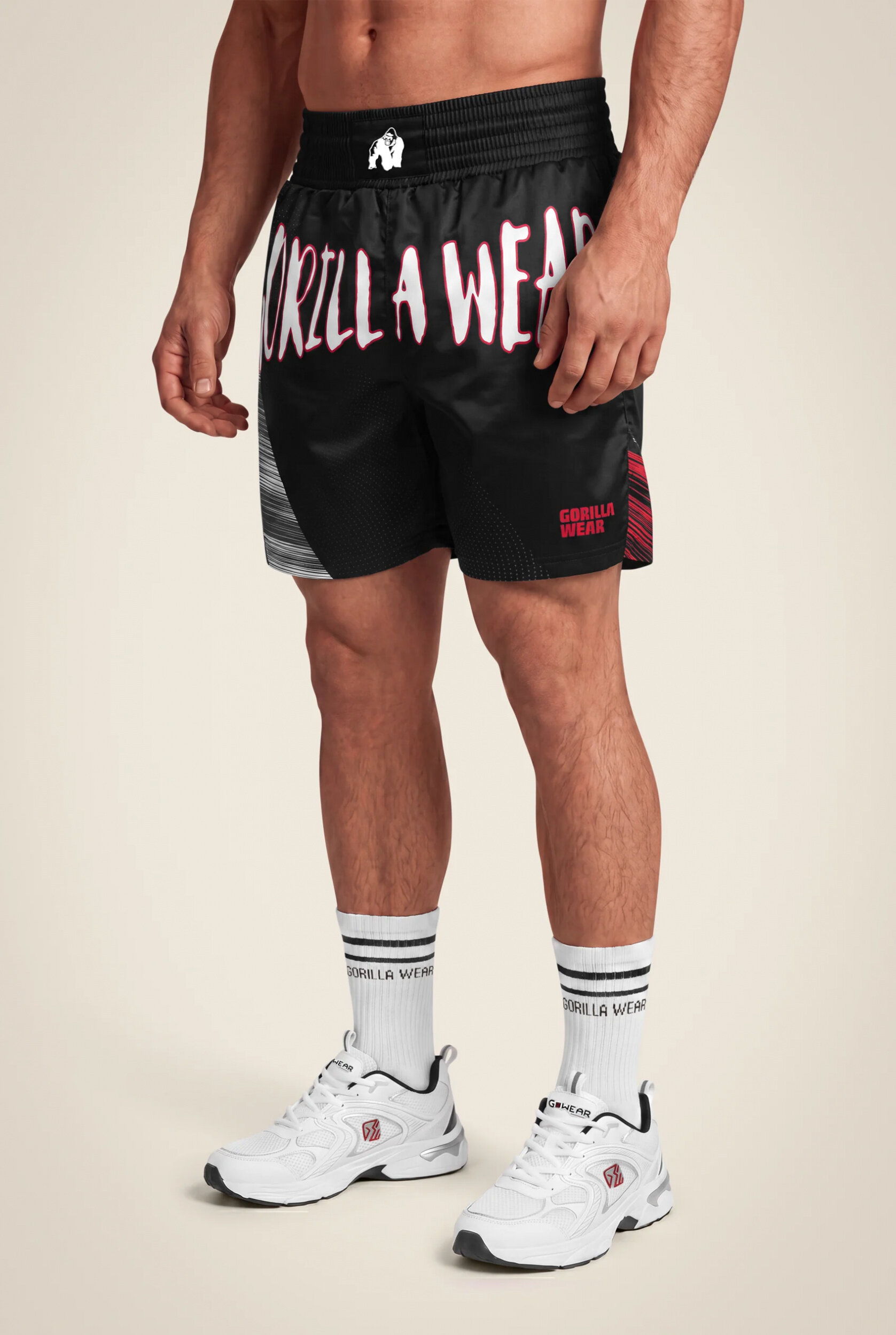 Short de boxe Clayton Gorilla Wear - Noir/Rouge, vue 1