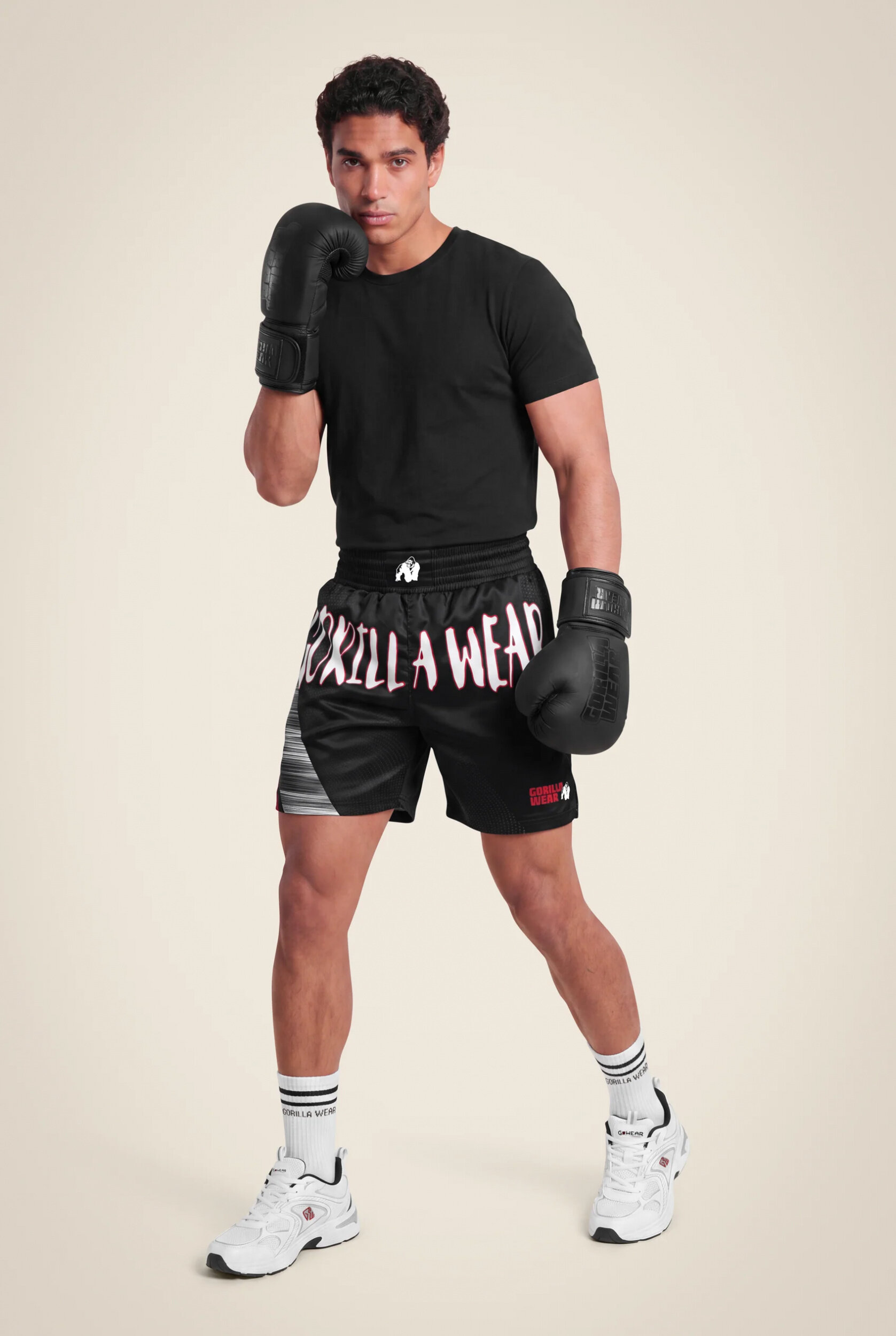 Short de boxe Clayton Gorilla Wear - Noir/Rouge, vue 3
